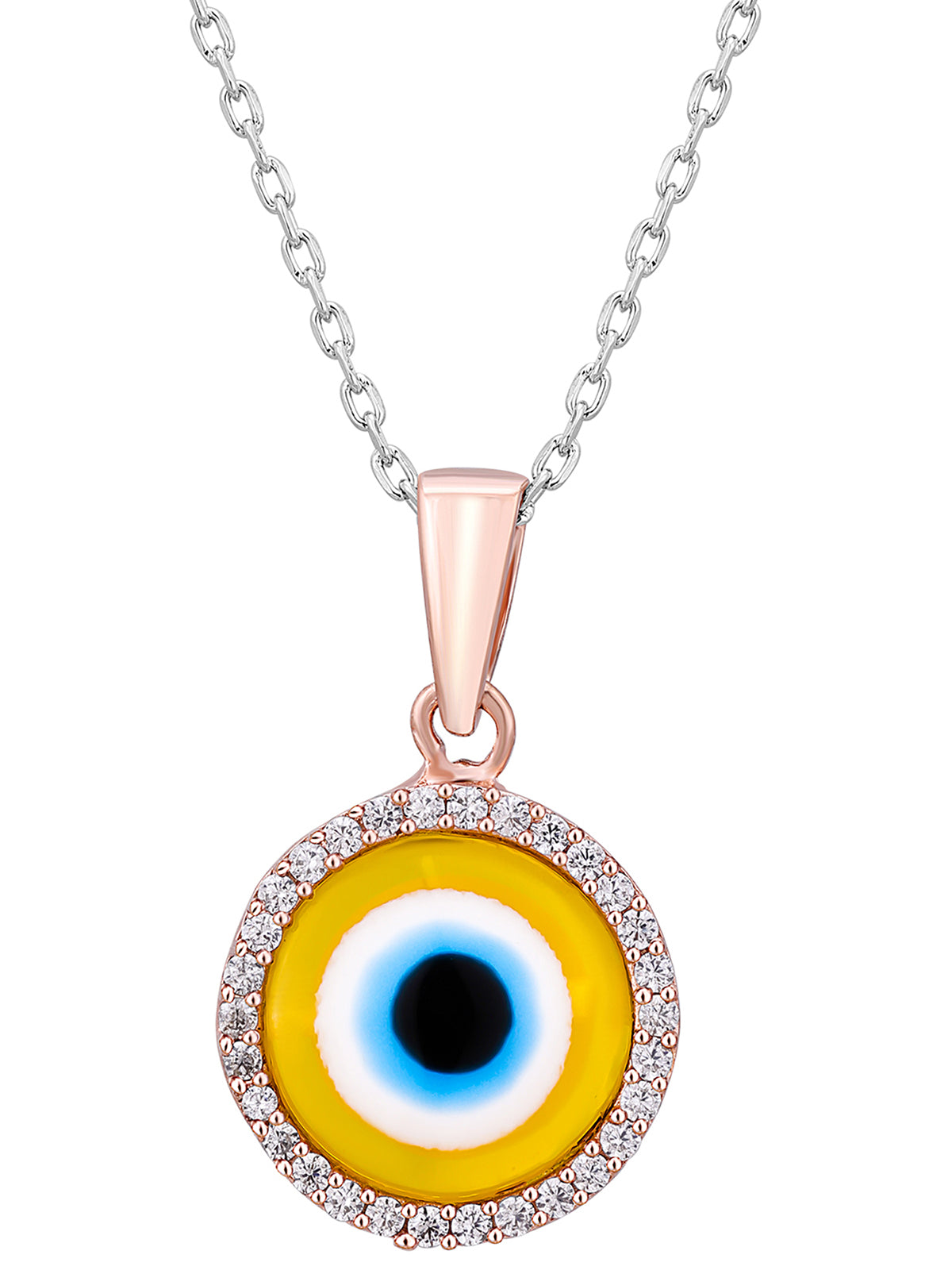 Pissara by Sukkhi Evil Eye Awesome 925 Sterling Silver Cubic Zirconia Pendant With Chain For Women And Girls|with Authenticity Certificate, 925 Stamp & 6 Months Warranty P104616