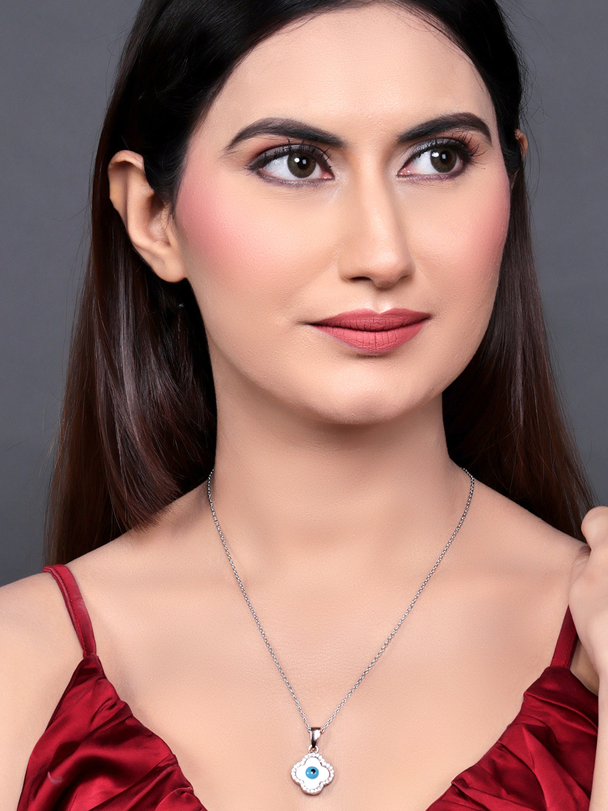 Pissara by Sukkhi Evil Eye Dazzling 925 Sterling Silver Cubic Zirconia Pendant With Chain For Women And Girls|with Authenticity Certificate, 925 Stamp & 6 Months Warranty P104618