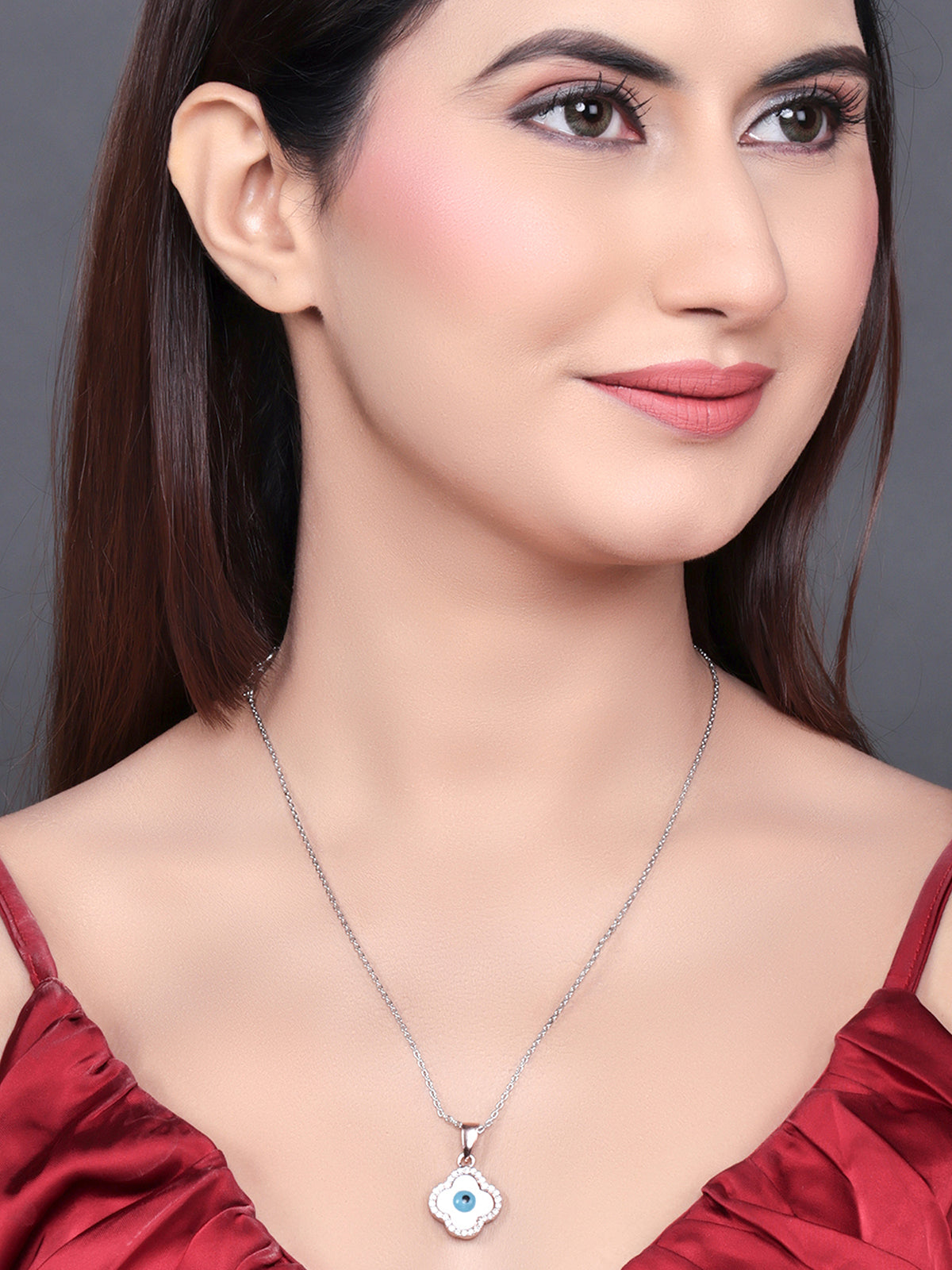 Pissara by Sukkhi Evil Eye Dazzling 925 Sterling Silver Cubic Zirconia Pendant With Chain For Women And Girls|with Authenticity Certificate, 925 Stamp & 6 Months Warranty P104618