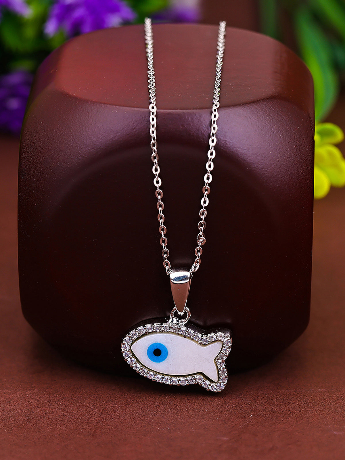 Pissara by Sukkhi Evil Eye Stunning 925 Sterling Silver Cubic Zirconia Pendant With Chain For Women And Girls|with Authenticity Certificate, 925 Stamp & 6 Months Warranty P104619