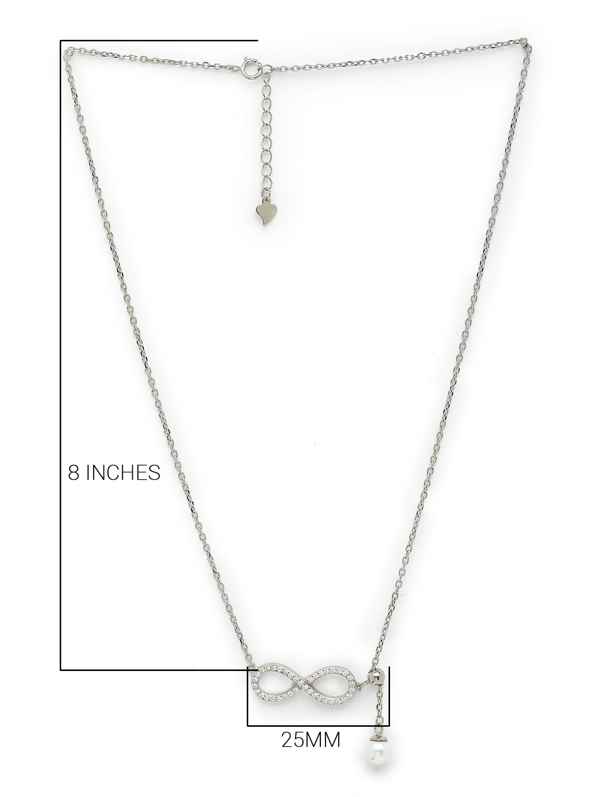 Pissara by Sukkhi Fashionable 925 Sterling Silver Infinite Shaped Cubic Zirconia Pendant With Chain For Women & Girls|with Authenticity Certificate, 925 Stamp & 6 Months Warranty P105188