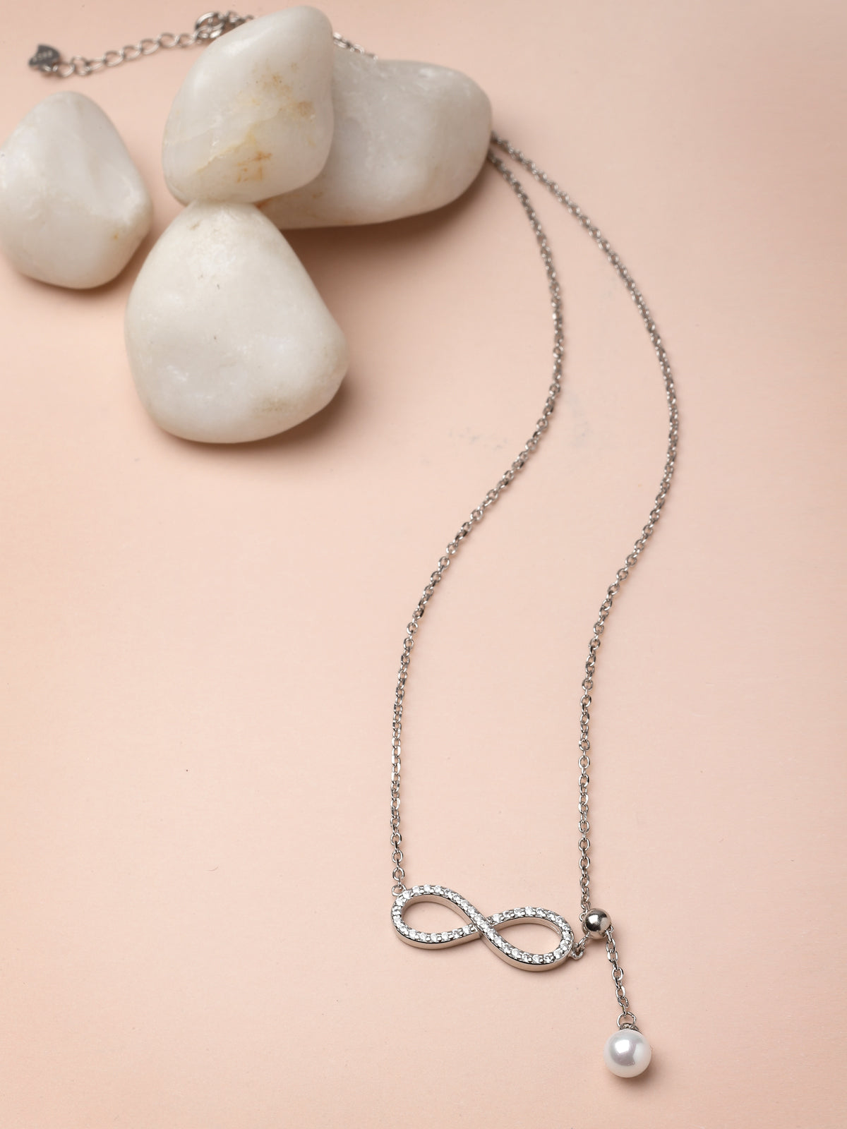 Pissara by Sukkhi Fashionable 925 Sterling Silver Infinite Shaped Cubic Zirconia Pendant With Chain For Women & Girls|with Authenticity Certificate, 925 Stamp & 6 Months Warranty P105188