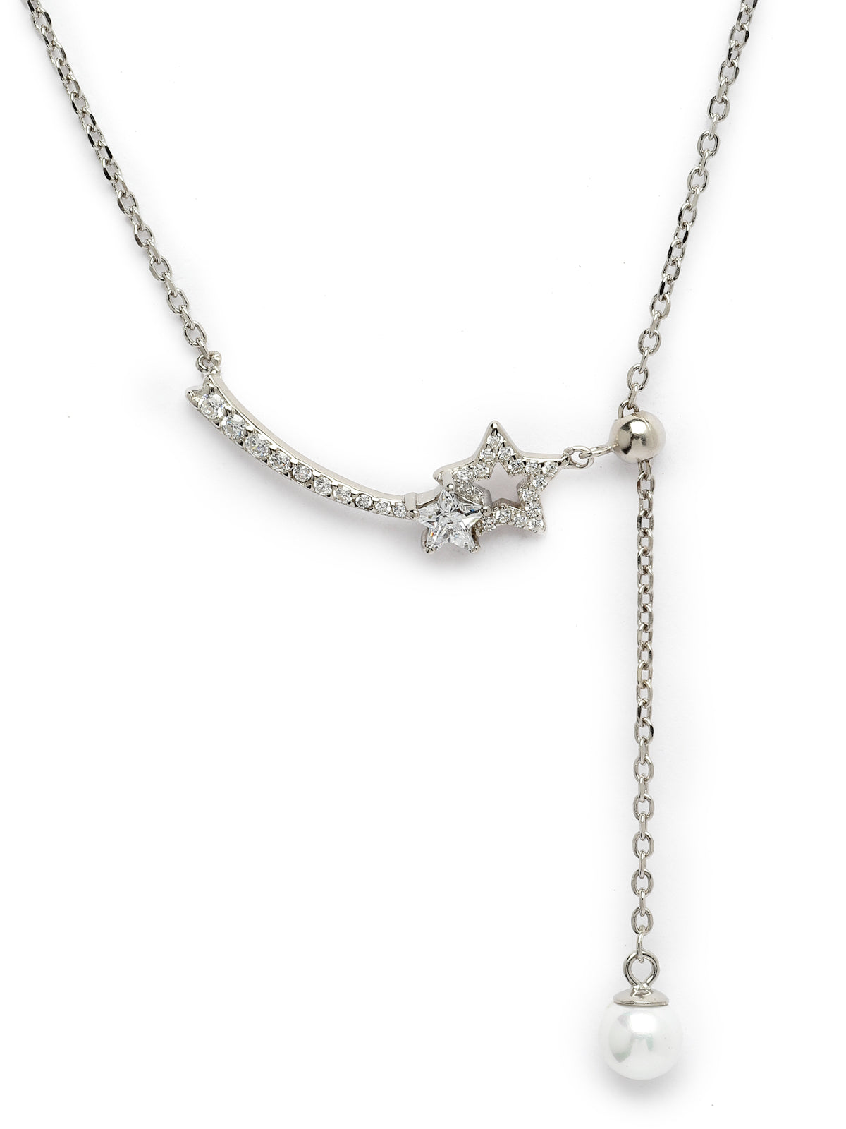 Pissara by Sukkhi Gleaming 925 Sterling Silver Star Shaped Cubic Zirconia Pendant With Chain For Women & Girls|with Authenticity Certificate, 925 Stamp & 6 Months Warranty P105189