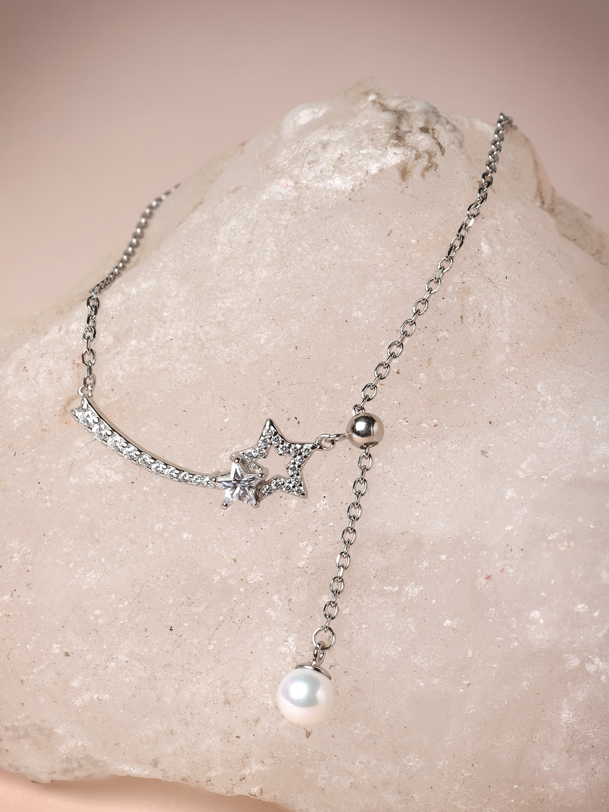 Pissara by Sukkhi Gleaming 925 Sterling Silver Star Shaped Cubic Zirconia Pendant With Chain For Women & Girls|with Authenticity Certificate, 925 Stamp & 6 Months Warranty P105189