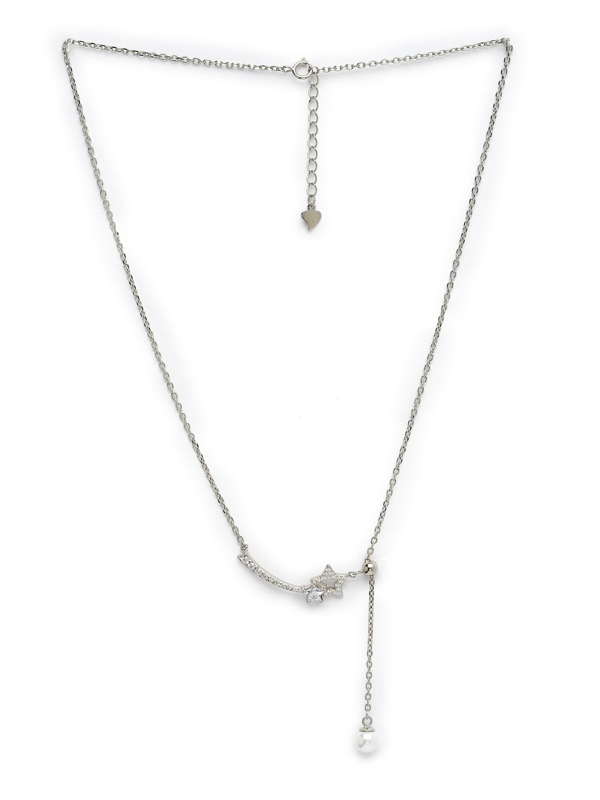 Pissara by Sukkhi Gleaming 925 Sterling Silver Star Shaped Cubic Zirconia Pendant With Chain For Women & Girls|with Authenticity Certificate, 925 Stamp & 6 Months Warranty P105189