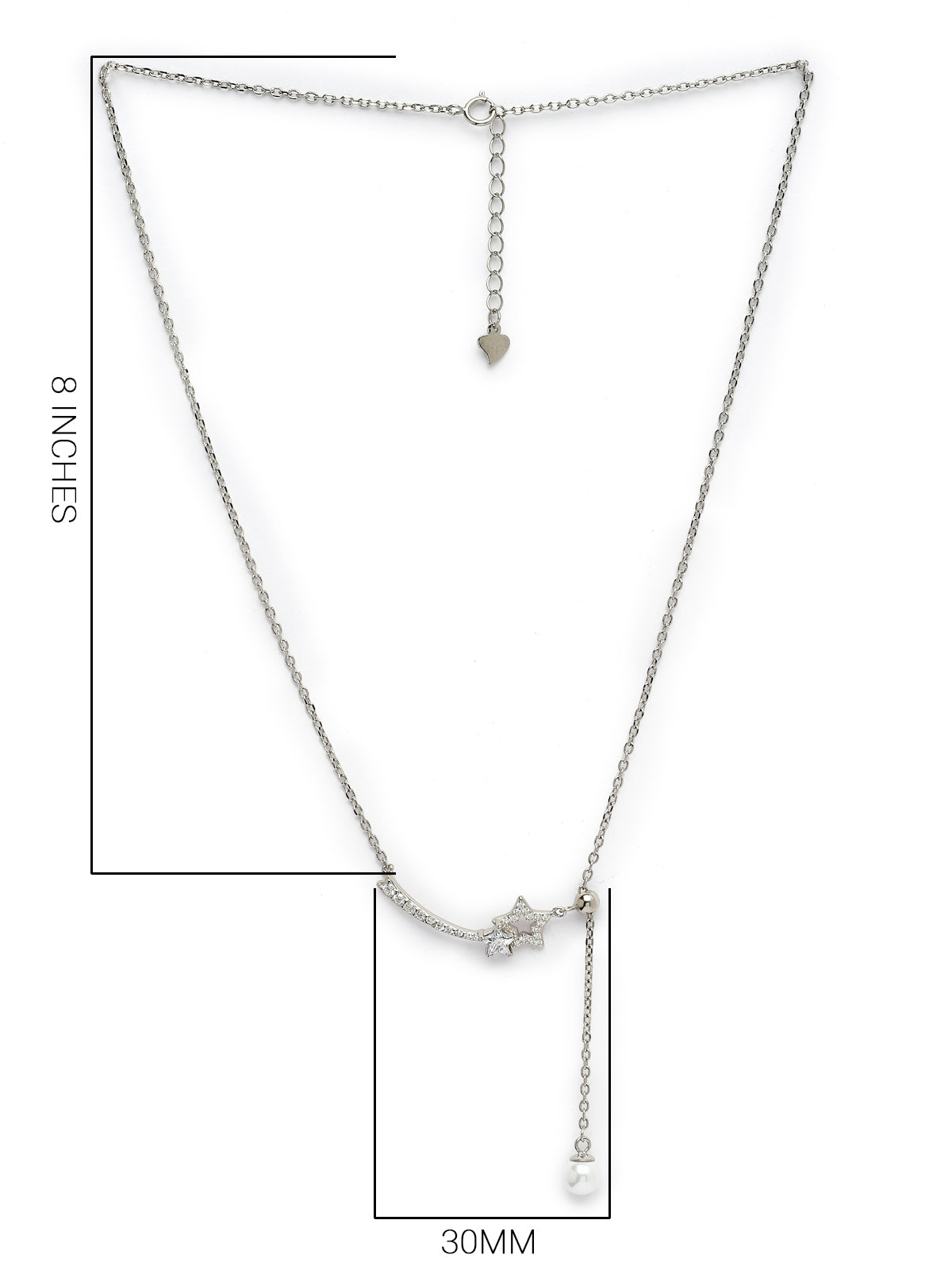 Pissara by Sukkhi Gleaming 925 Sterling Silver Star Shaped Cubic Zirconia Pendant With Chain For Women & Girls|with Authenticity Certificate, 925 Stamp & 6 Months Warranty P105189