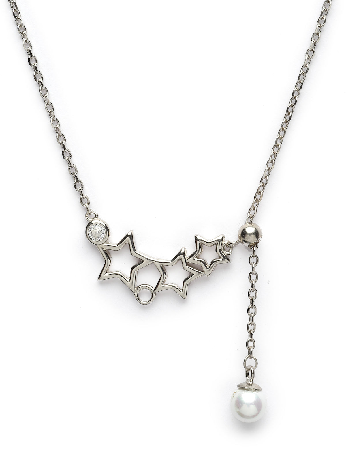 Pissara by Sukkhi Eye-Catchy 925 Sterling Silver Star Shaped Cubic Zirconia Pendant With Chain For Women & Girls|with Authenticity Certificate, 925 Stamp & 6 Months Warranty P105190