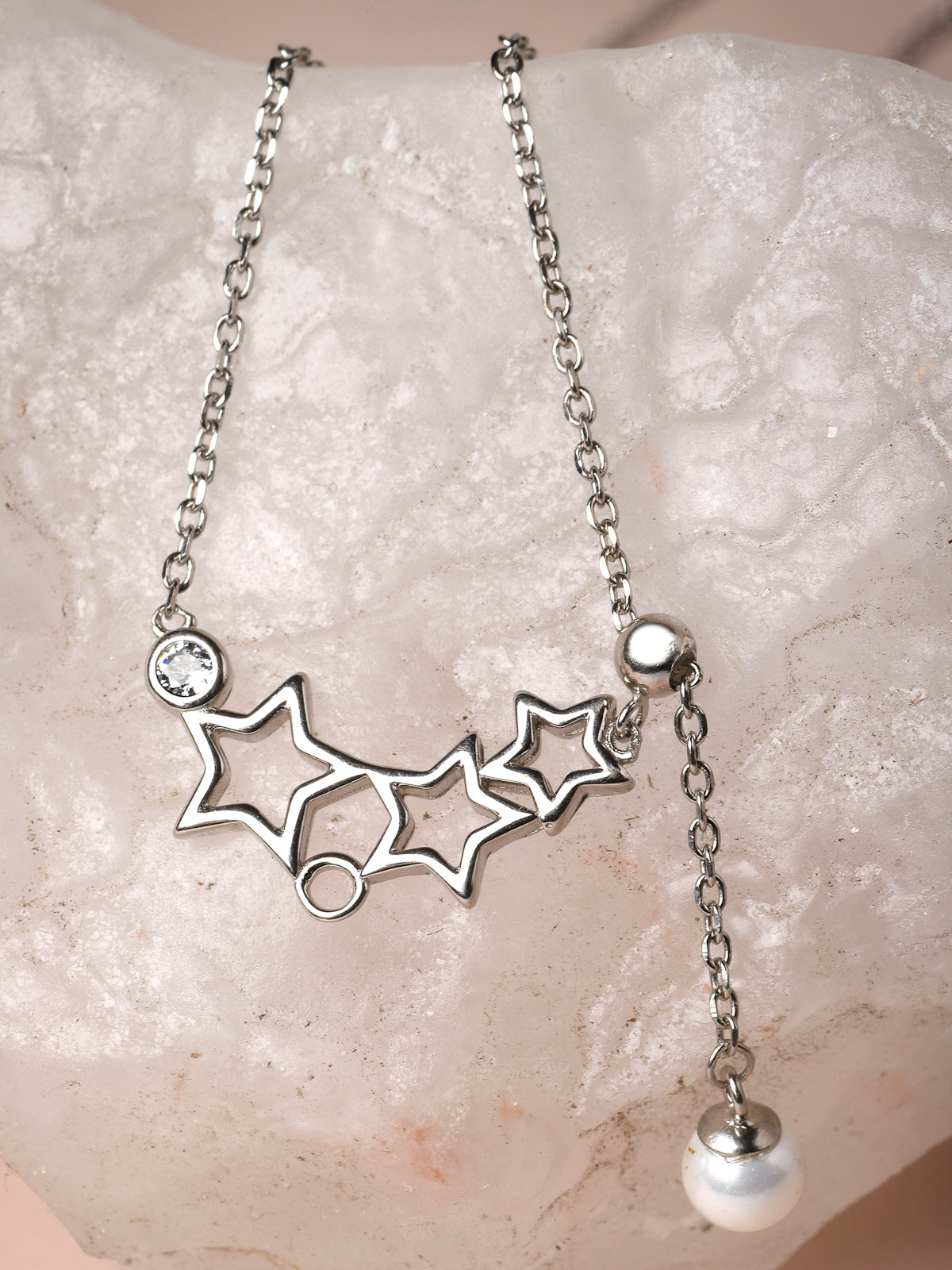 Pissara by Sukkhi Eye-Catchy 925 Sterling Silver Star Shaped Cubic Zirconia Pendant With Chain For Women & Girls|with Authenticity Certificate, 925 Stamp & 6 Months Warranty P105190