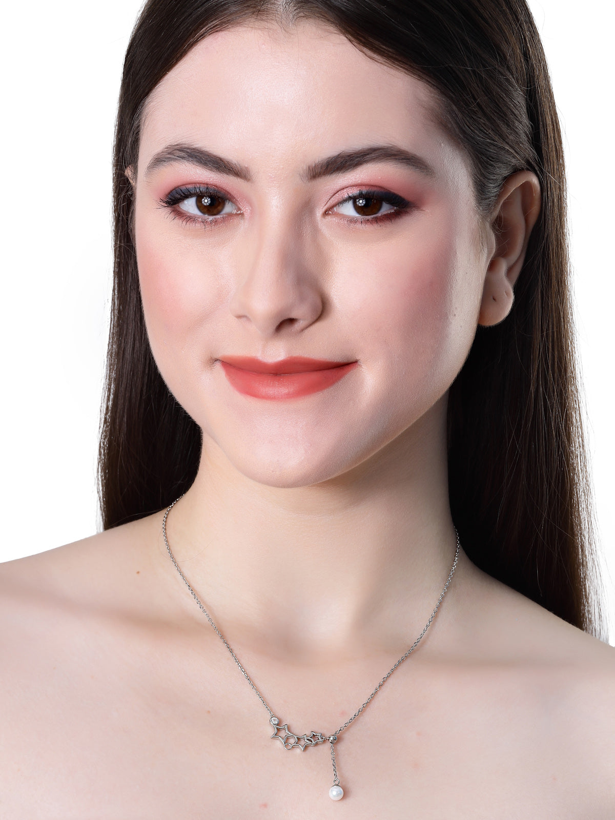 Pissara by Sukkhi Eye-Catchy 925 Sterling Silver Star Shaped Cubic Zirconia Pendant With Chain For Women & Girls|with Authenticity Certificate, 925 Stamp & 6 Months Warranty P105190