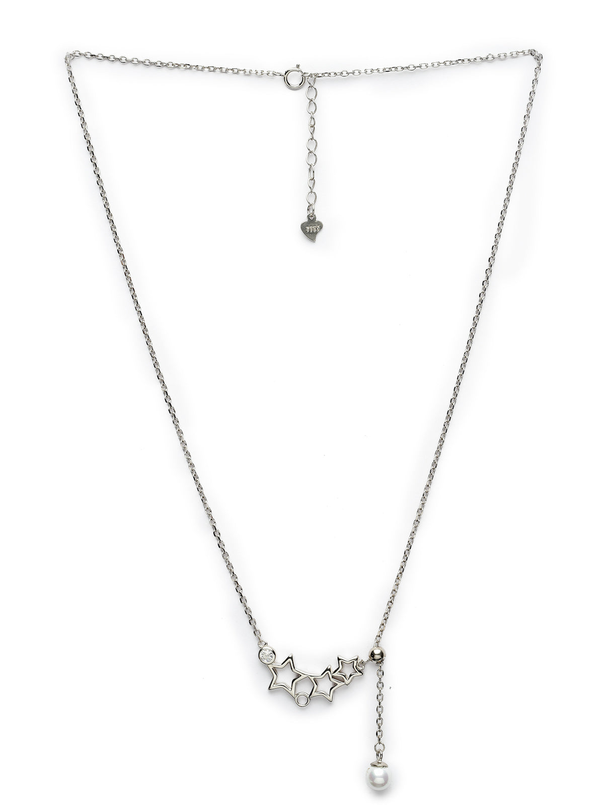 Pissara by Sukkhi Eye-Catchy 925 Sterling Silver Star Shaped Cubic Zirconia Pendant With Chain For Women & Girls|with Authenticity Certificate, 925 Stamp & 6 Months Warranty P105190