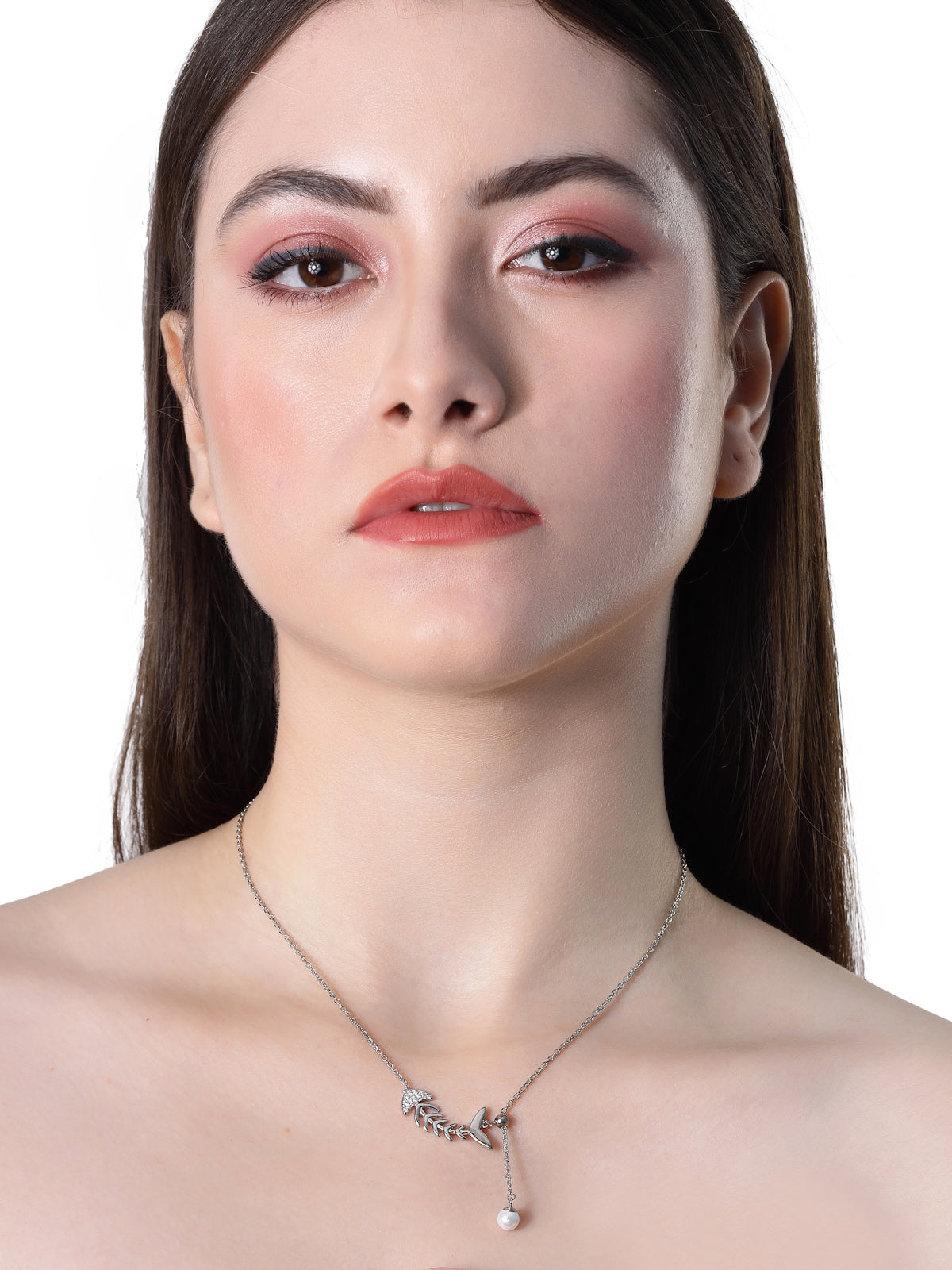 Pissara by Sukkhi Enchanting 925 Sterling Silver Fish Shaped Cubic Zirconia Pendant With Chain For Women & Girls|with Authenticity Certificate, 925 Stamp & 6 Months Warranty P105191