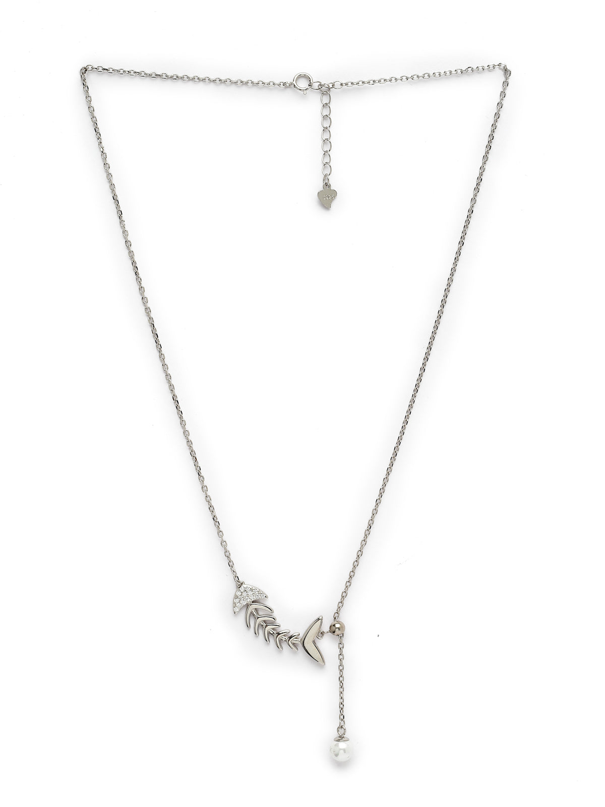 Pissara by Sukkhi Enchanting 925 Sterling Silver Fish Shaped Cubic Zirconia Pendant With Chain For Women & Girls|with Authenticity Certificate, 925 Stamp & 6 Months Warranty P105191