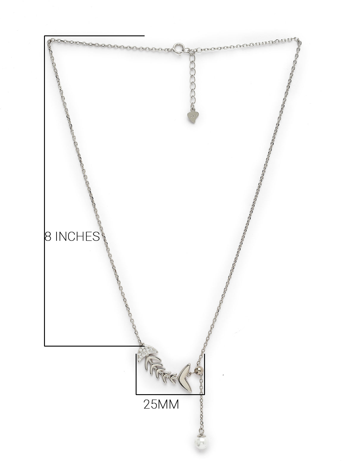 Pissara by Sukkhi Enchanting 925 Sterling Silver Fish Shaped Cubic Zirconia Pendant With Chain For Women & Girls|with Authenticity Certificate, 925 Stamp & 6 Months Warranty P105191