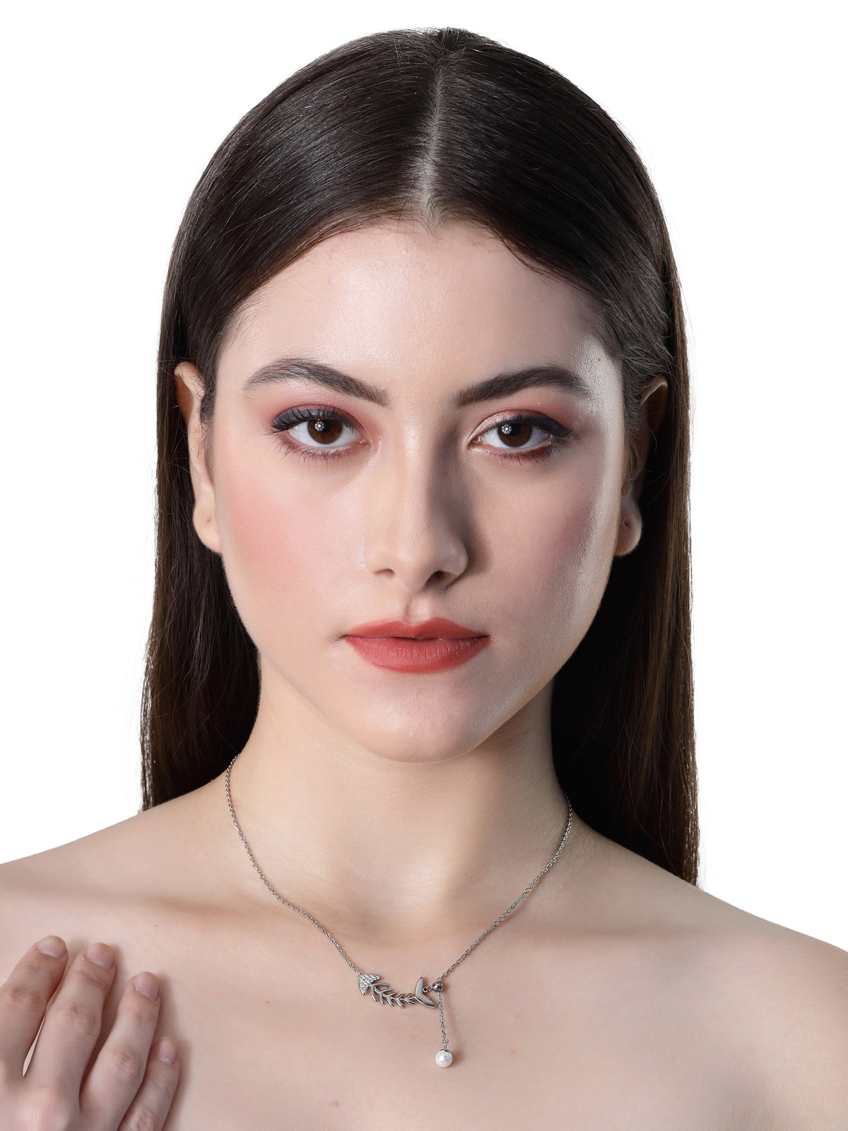 Pissara by Sukkhi Enchanting 925 Sterling Silver Fish Shaped Cubic Zirconia Pendant With Chain For Women & Girls|with Authenticity Certificate, 925 Stamp & 6 Months Warranty P105191