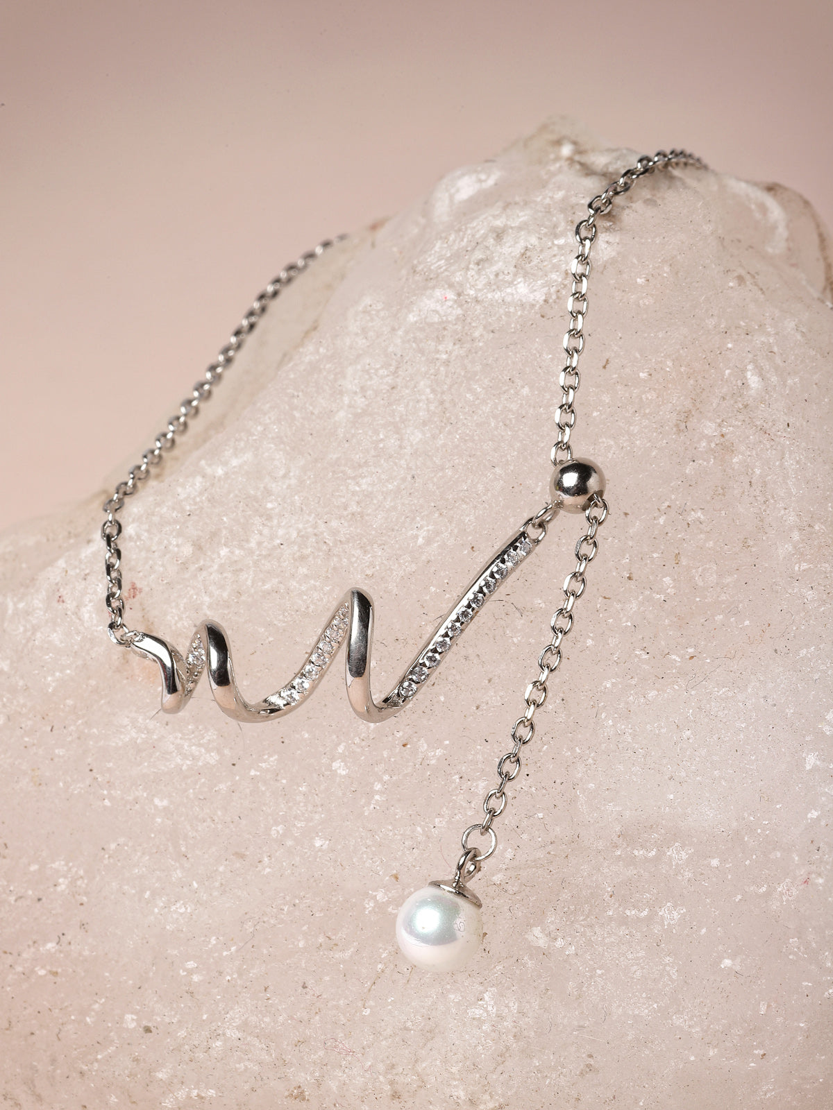 Pissara by Sukkhi Ravishing 925 Sterling Silver Snake Shaped Cubic Zirconia Pendant With Chain For Women & Girls|with Authenticity Certificate, 925 Stamp & 6 Months Warranty P105192