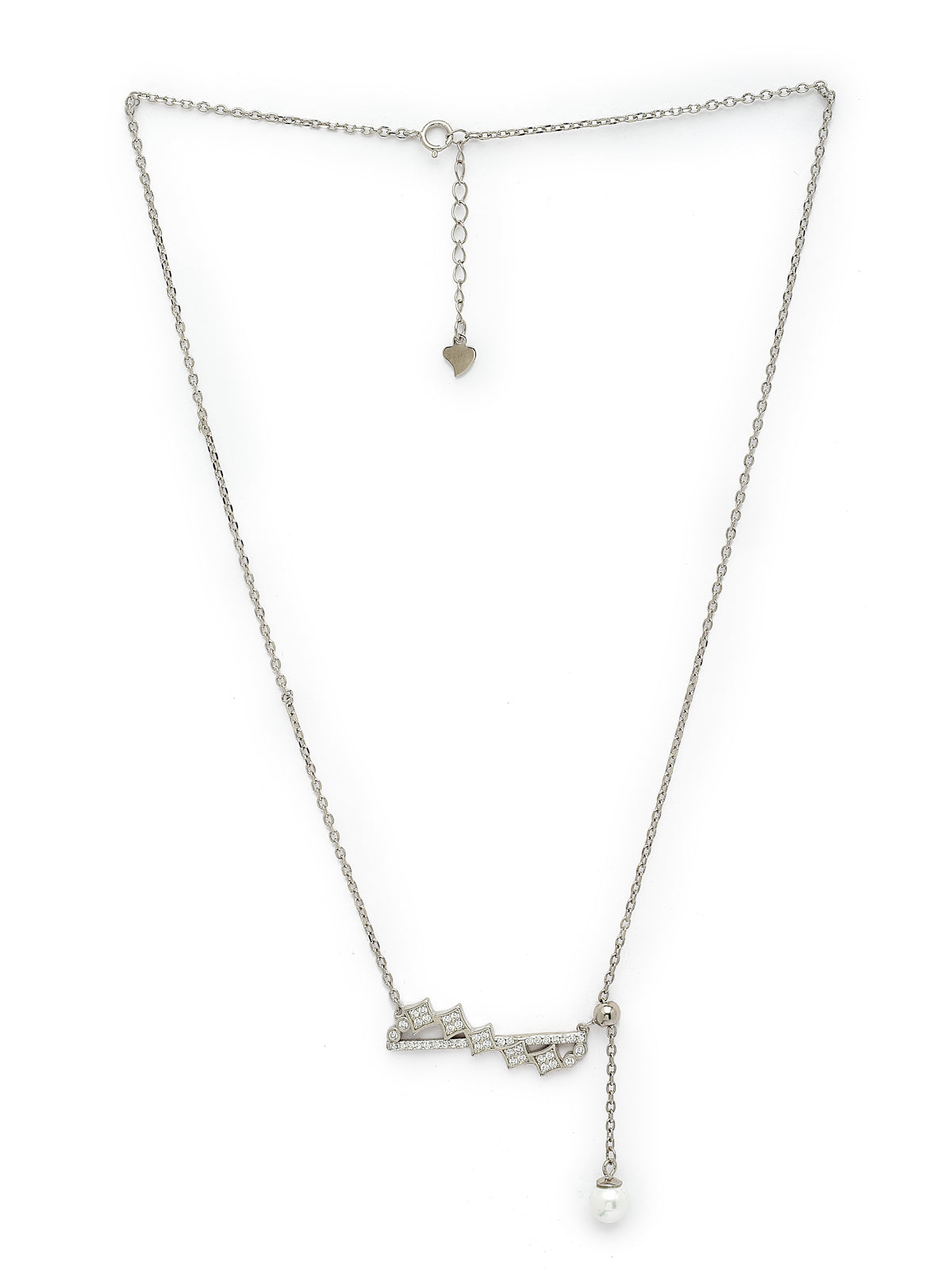 Pissara by Sukkhi Exquitely 925 Sterling Silver Square Shaped Cubic Zirconia Pendant With Chain For Women & Girls|with Authenticity Certificate, 925 Stamp & 6 Months Warranty P105193