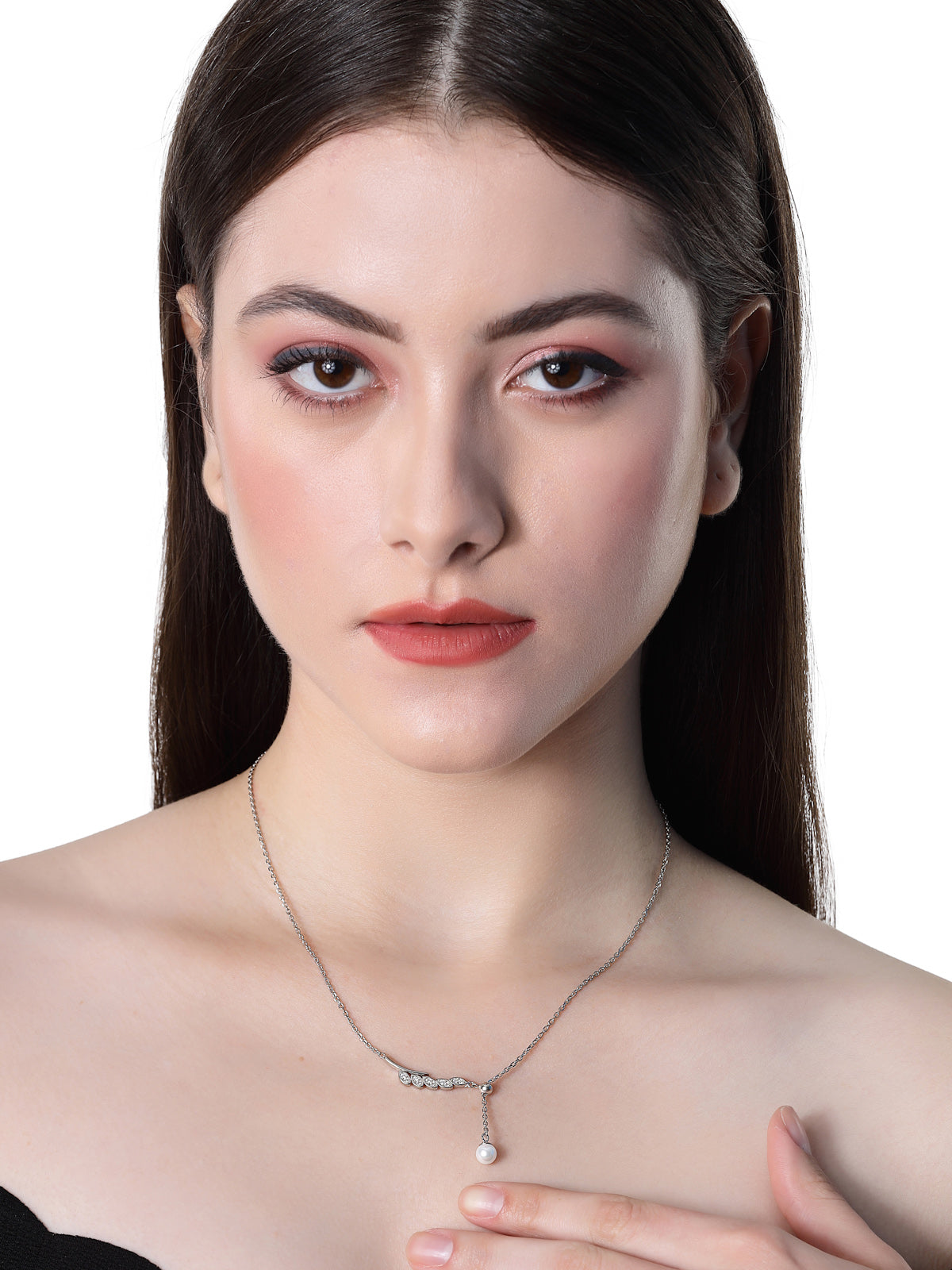 Pissara by Sukkhi Pretty 925 Sterling Silver Marquise Shaped Cubic Zirconia Pendant With Chain For Women & Girls|with Authenticity Certificate, 925 Stamp & 6 Months Warranty P105194