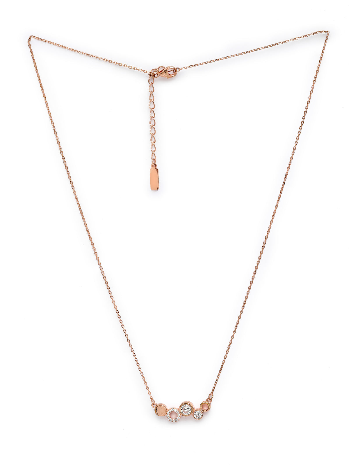 Pissara by Sukkhi Lavish 925 Sterling Silver Round Shaped Rose Gold Plated Cubic Zirconia Pendant With Chain For Women & Girls|with Authenticity Certificate, 925 Stamp & 6 Months Warranty P105196