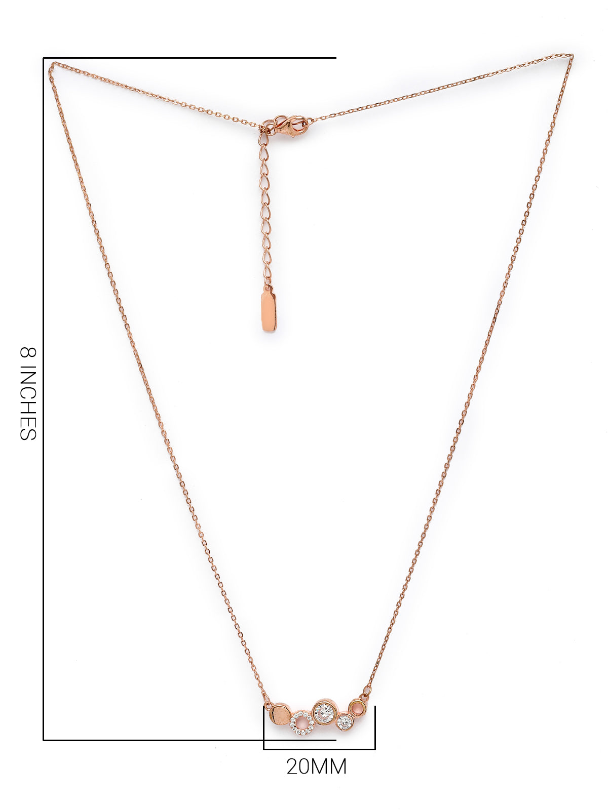 Pissara by Sukkhi Lavish 925 Sterling Silver Round Shaped Rose Gold Plated Cubic Zirconia Pendant With Chain For Women & Girls|with Authenticity Certificate, 925 Stamp & 6 Months Warranty P105196