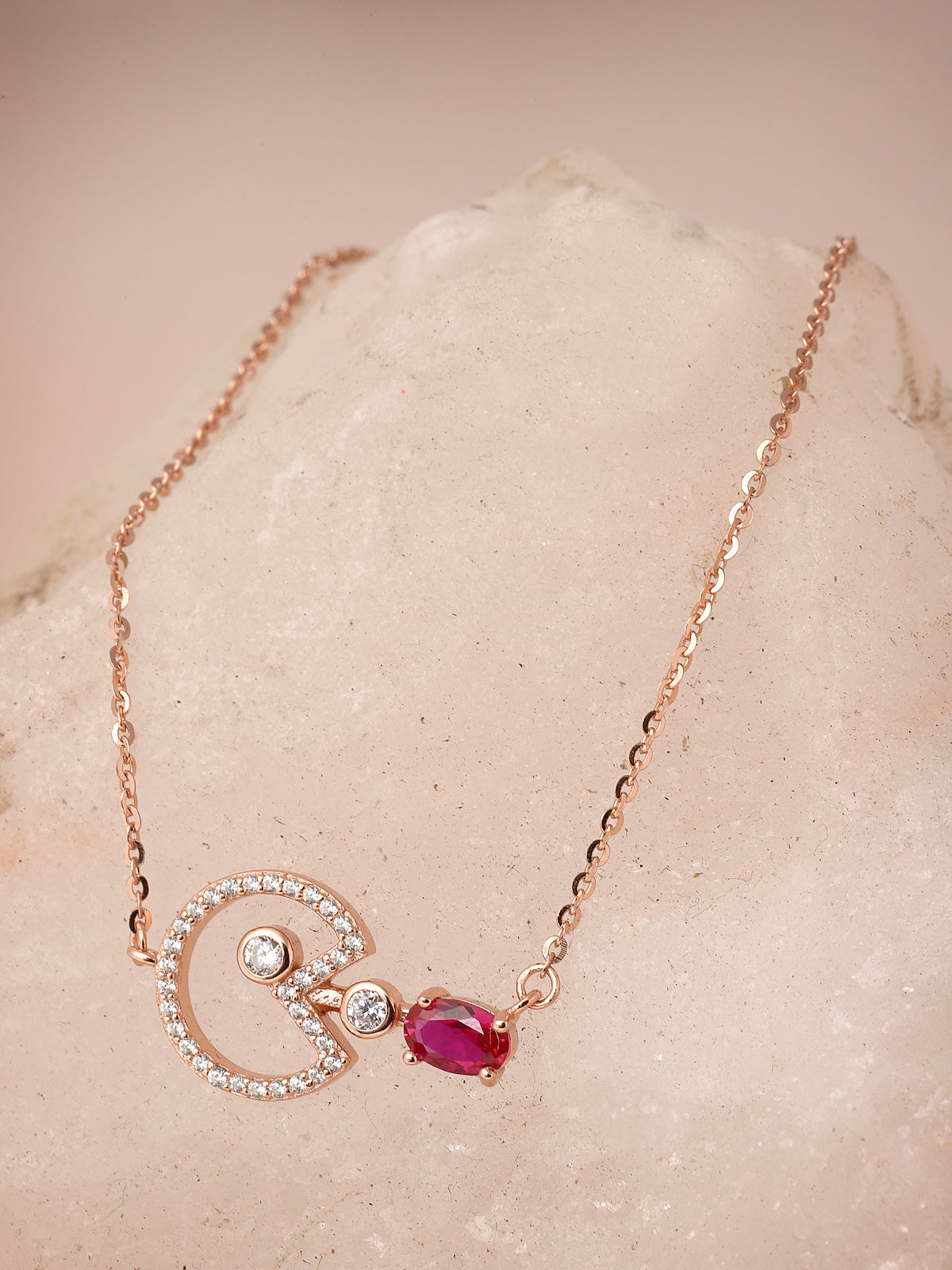 Pissara by Sukkhi Glamorous 925 Sterling Silver Rose Gold Plated Cubic Zirconia Pendant With Chain For Women & Girls|with Authenticity Certificate, 925 Stamp & 6 Months Warranty P105200