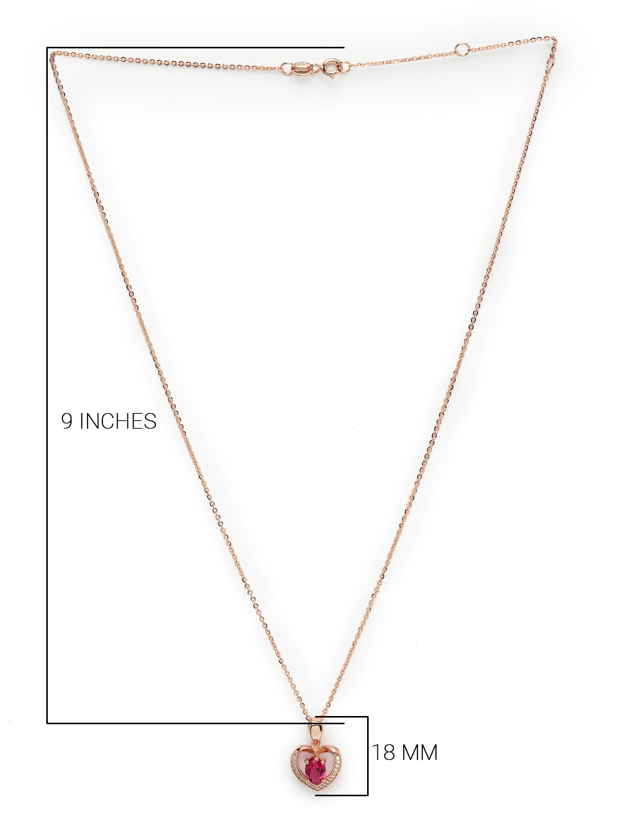 Pissara by Sukkhi Sparkling 925 Sterling Silver Heart Shaped Rose Gold Plated Cubic Zirconia Pendant With Chain For Women & Girls|with Authenticity Certificate, 925 Stamp & 6 Months Warranty P105202