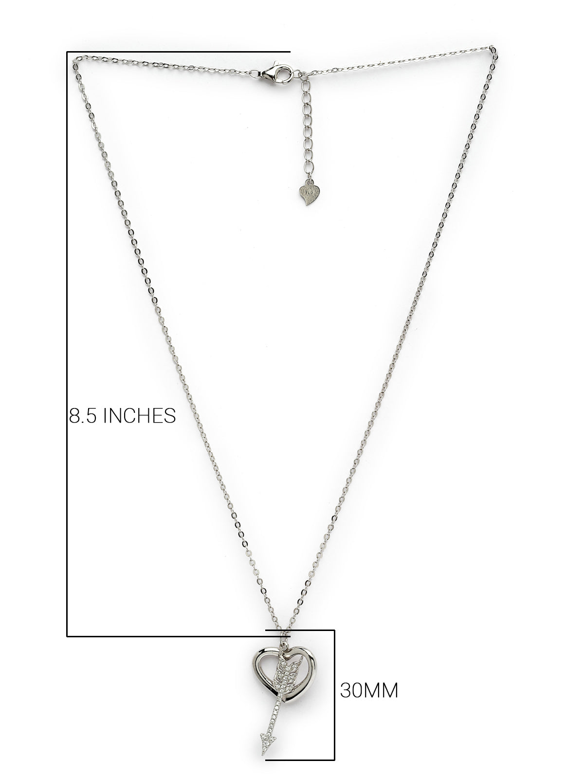 Pissara by Sukkhi Modern 925 Sterling Silver Heart Shaped Cubic Zirconia Pendant With Chain For Women & Girls|with Authenticity Certificate, 925 Stamp & 6 Months Warranty P105205