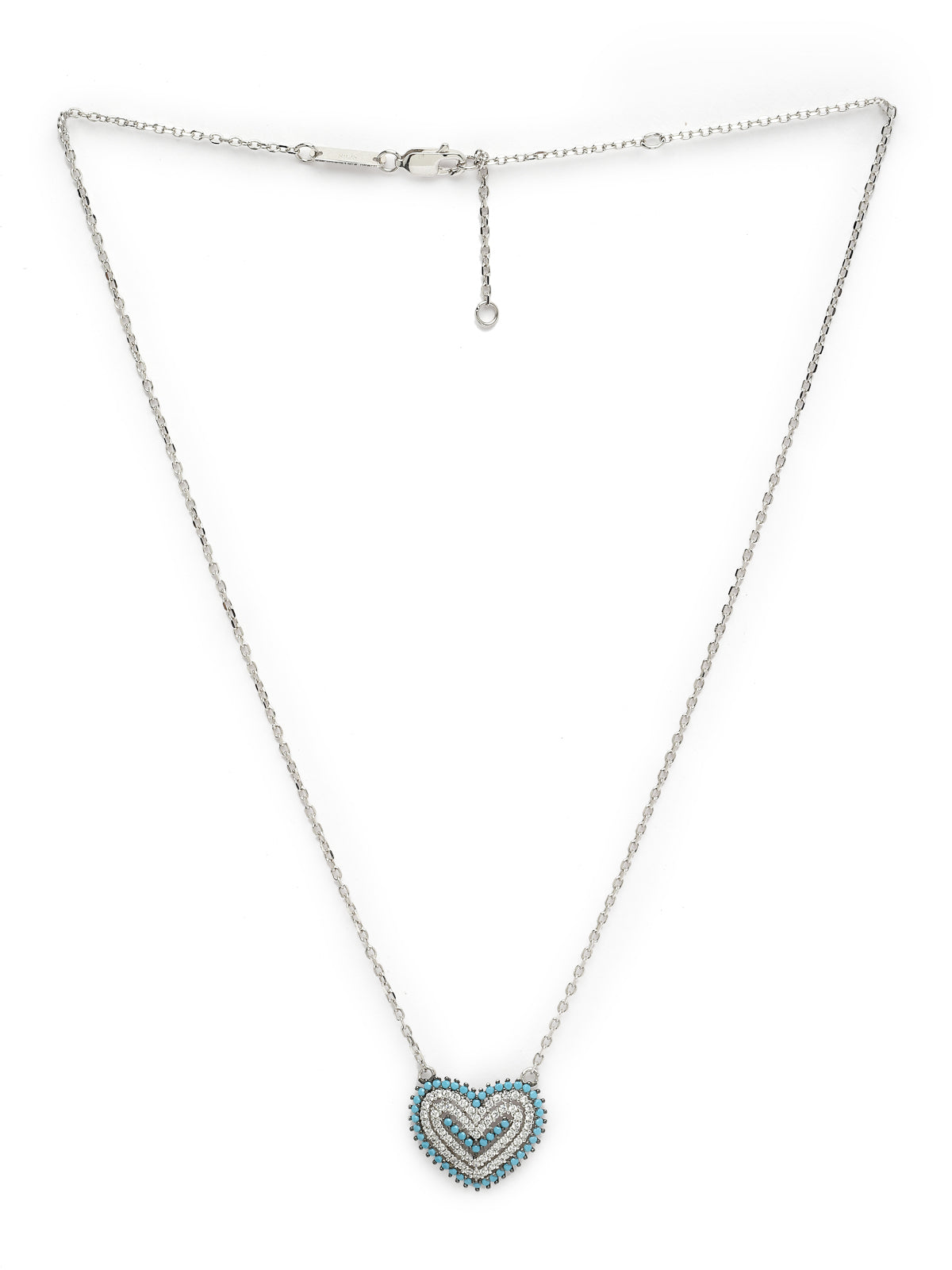 Pissara by Sukkhi Sparkling 925 Sterling Silver Heart Shaped Cubic Zirconia Pendant With Chain For Women & Girls|with Authenticity Certificate, 925 Stamp & 6 Months Warranty P105206