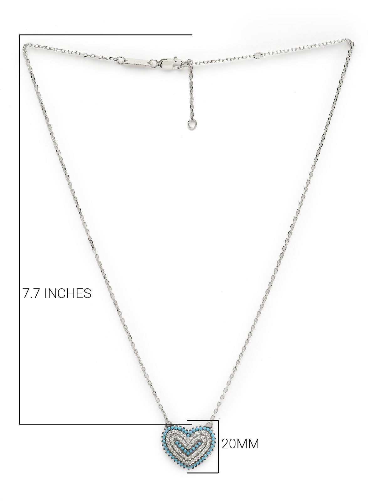 Pissara by Sukkhi Sparkling 925 Sterling Silver Heart Shaped Cubic Zirconia Pendant With Chain For Women & Girls|with Authenticity Certificate, 925 Stamp & 6 Months Warranty P105206