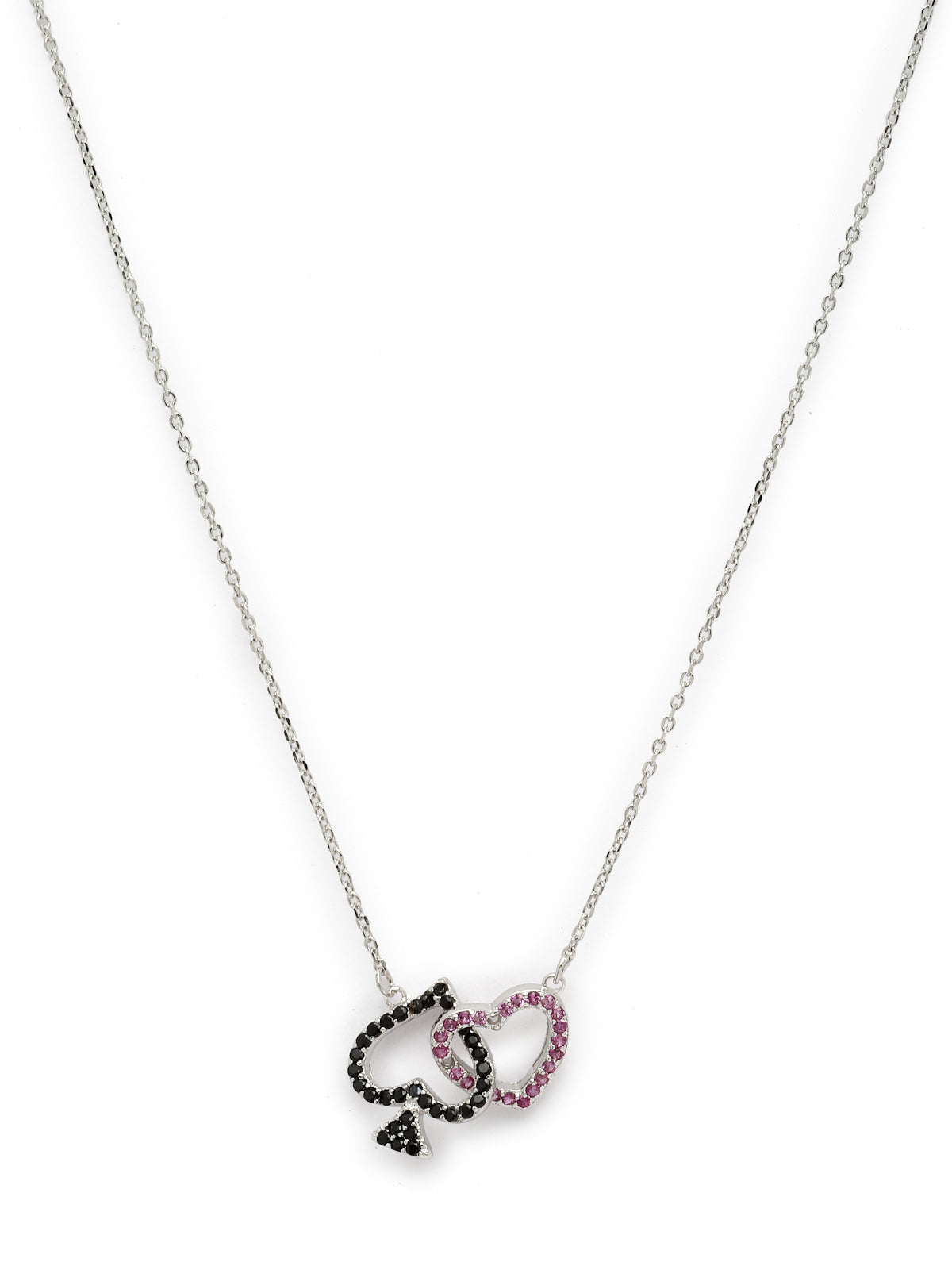 Pissara by Sukkhi Intricately 925 Sterling Silver Heart Shaped Cubic Zirconia Pendant With Chain For Women & Girls|with Authenticity Certificate, 925 Stamp & 6 Months Warranty P105207