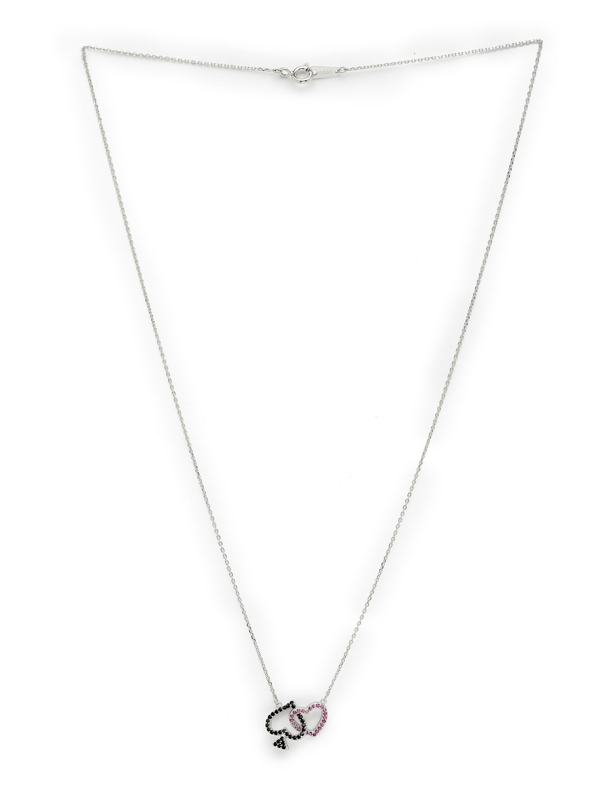 Pissara by Sukkhi Intricately 925 Sterling Silver Heart Shaped Cubic Zirconia Pendant With Chain For Women & Girls|with Authenticity Certificate, 925 Stamp & 6 Months Warranty P105207