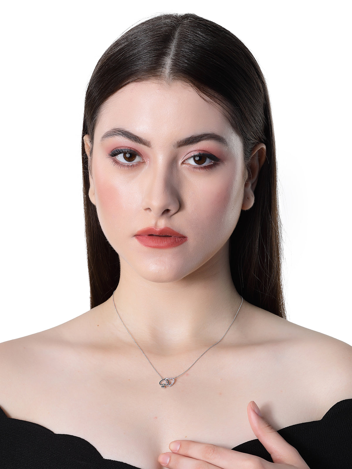 Pissara by Sukkhi Intricately 925 Sterling Silver Heart Shaped Cubic Zirconia Pendant With Chain For Women & Girls|with Authenticity Certificate, 925 Stamp & 6 Months Warranty P105207