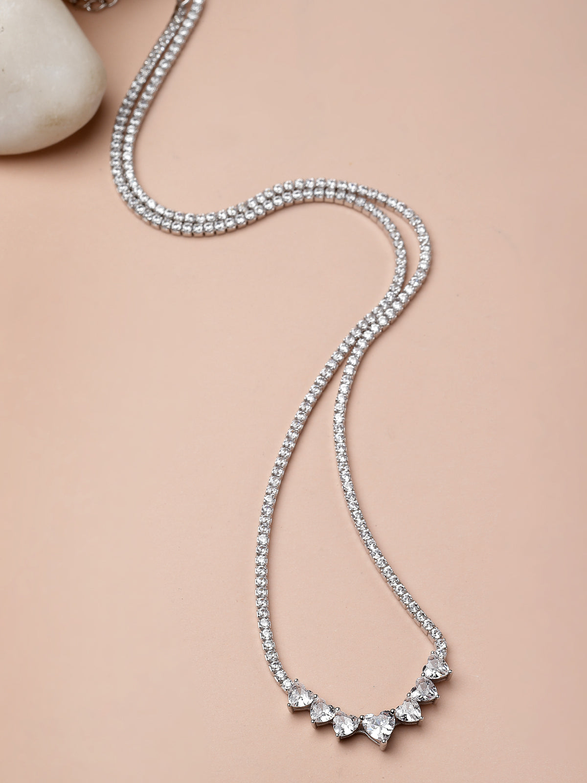 Pissara by Sukkhi Attractive 925 Sterling Silver Heart Shaped Cubic Zirconia Pendant With Chain For Women & Girls|with Authenticity Certificate, 925 Stamp & 6 Months Warranty P105208