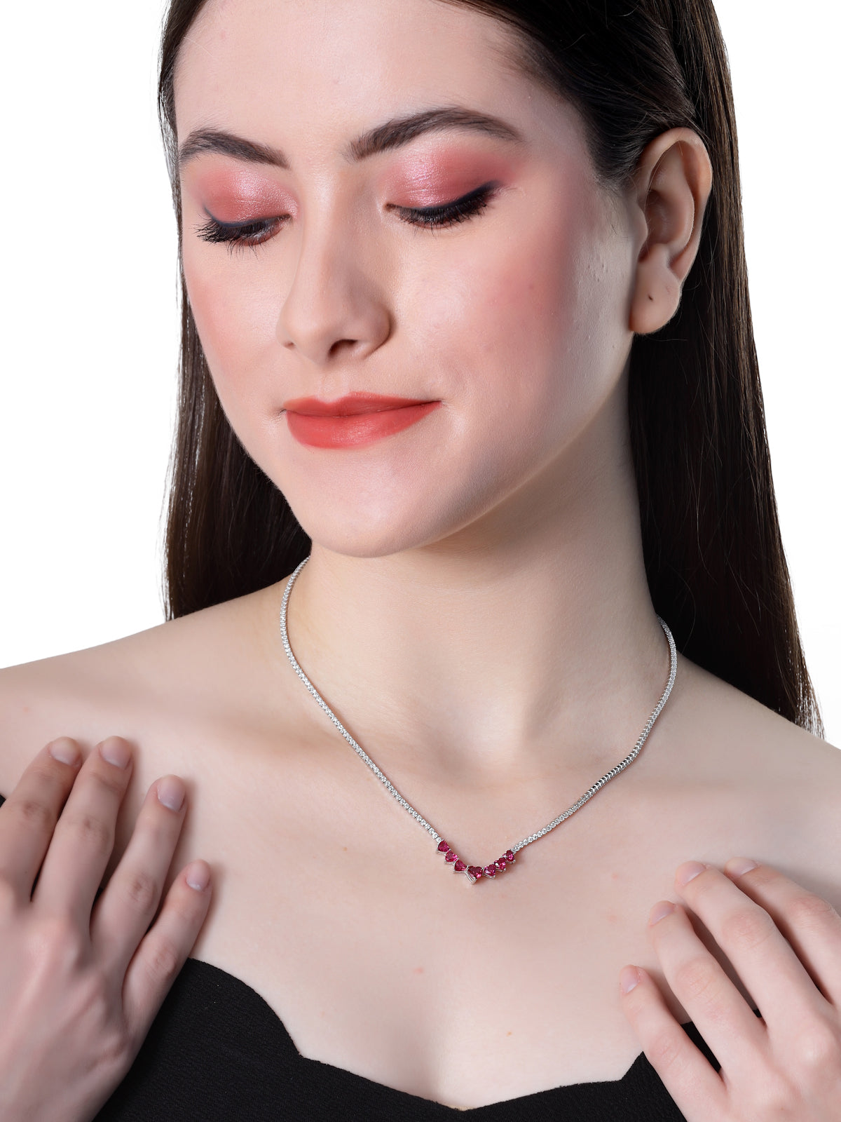 Pissara by Sukkhi Incredible 925 Sterling Silver Heart Shaped Cubic Zirconia Pendant With Chain For Women & Girls|with Authenticity Certificate, 925 Stamp & 6 Months Warranty P105209