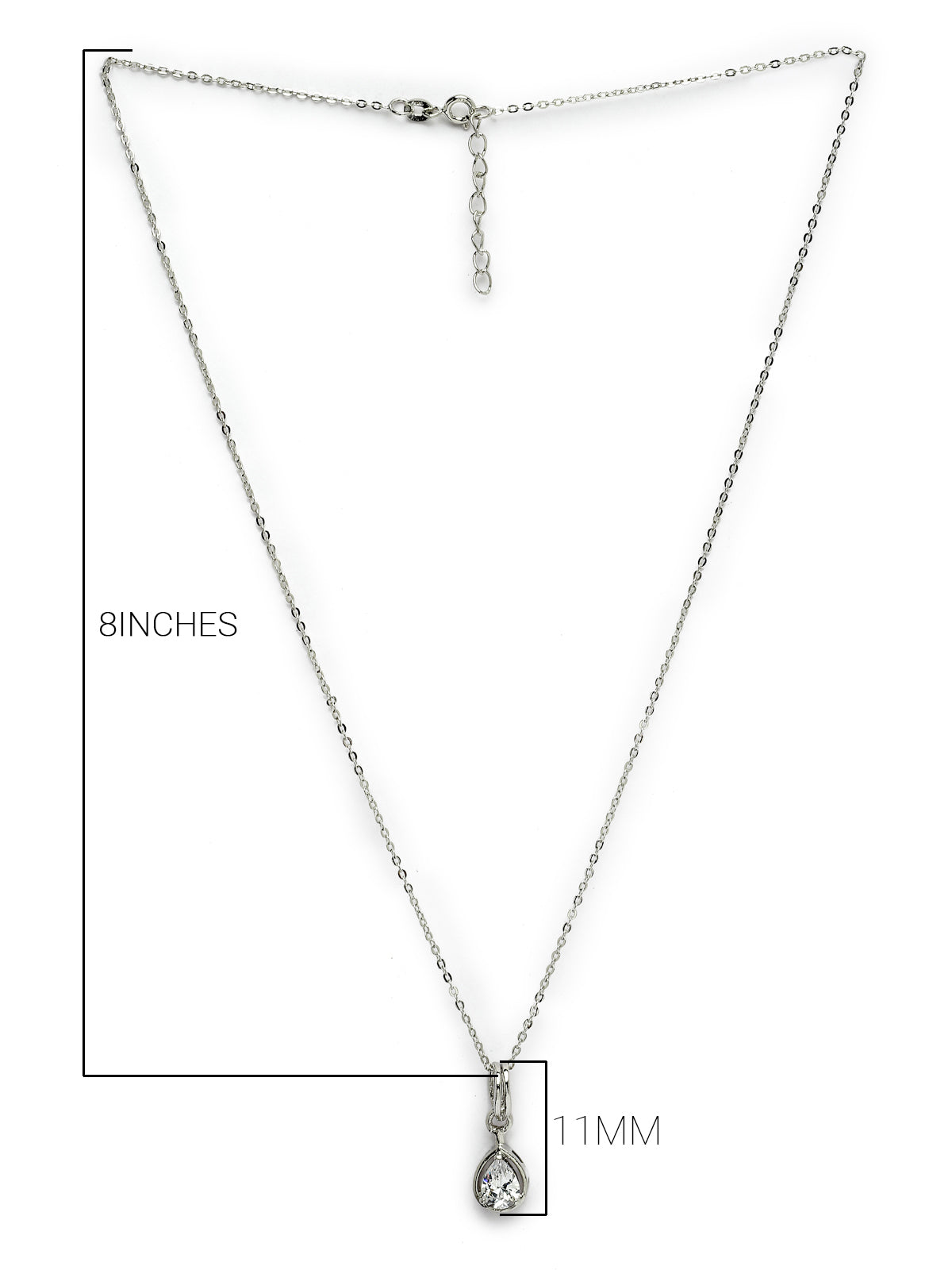 Pissara by Sukkhi Charming 925 Sterling Silver Drop Shaped Cubic Zirconia Pendant With Chain For Women & Girls|with Authenticity Certificate, 925 Stamp & 6 Months Warranty P105211