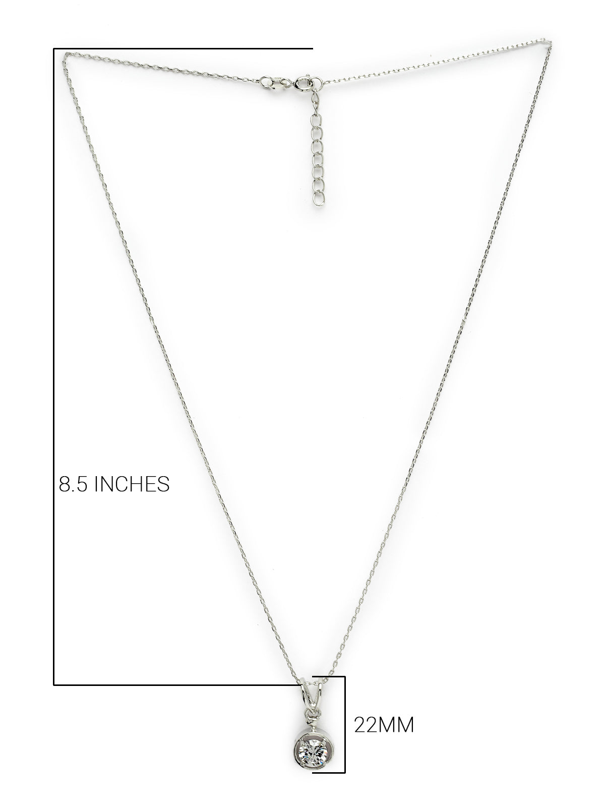 Pissara by Sukkhi Finely 925 Sterling Silver Round Shaped Cubic Zirconia Pendant With Chain For Women & Girls|with Authenticity Certificate, 925 Stamp & 6 Months Warranty P105212