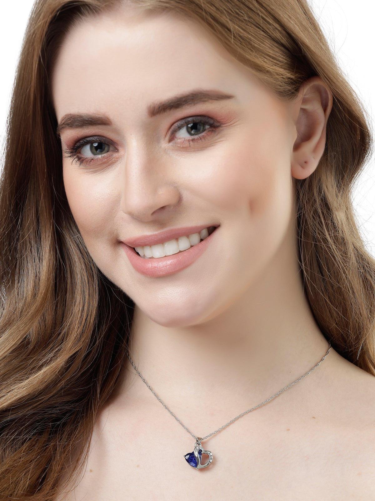 Scintillare by Sukkhi Trendy Style Joint Valentine Heart Shaped Crystals With Rhodium Plated Silver Pendant With Chain for Women And Girls | Valentine Day Gifts Collection|P106601
