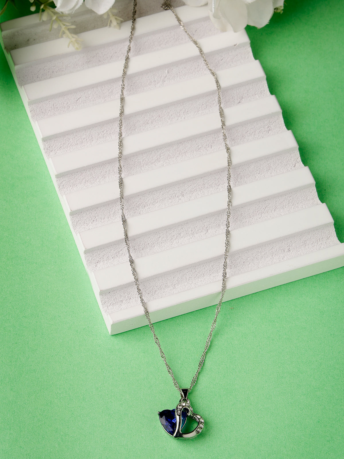 Scintillare by Sukkhi Elegant Stylish Red Heart Shaped Crystals With Rhodium Plated Silver Pendant With Chain for Women And Girls | Valentine Day Gifts Collection|P106608