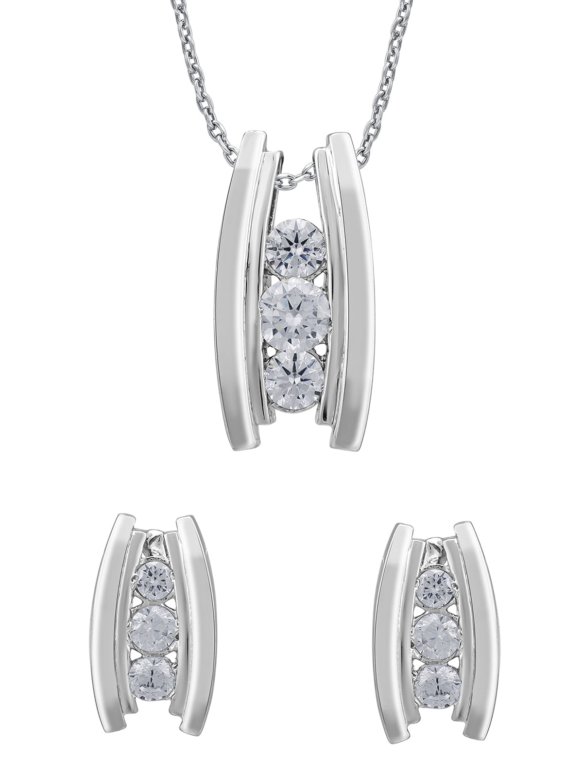 Pissara by Sukkhi Trendy 925 Sterling Silver Cubic Zirconia Pendant Set For Women And Girls|with Authenticity Certificate, 925 Stamp & 6 Months Warranty PS104639