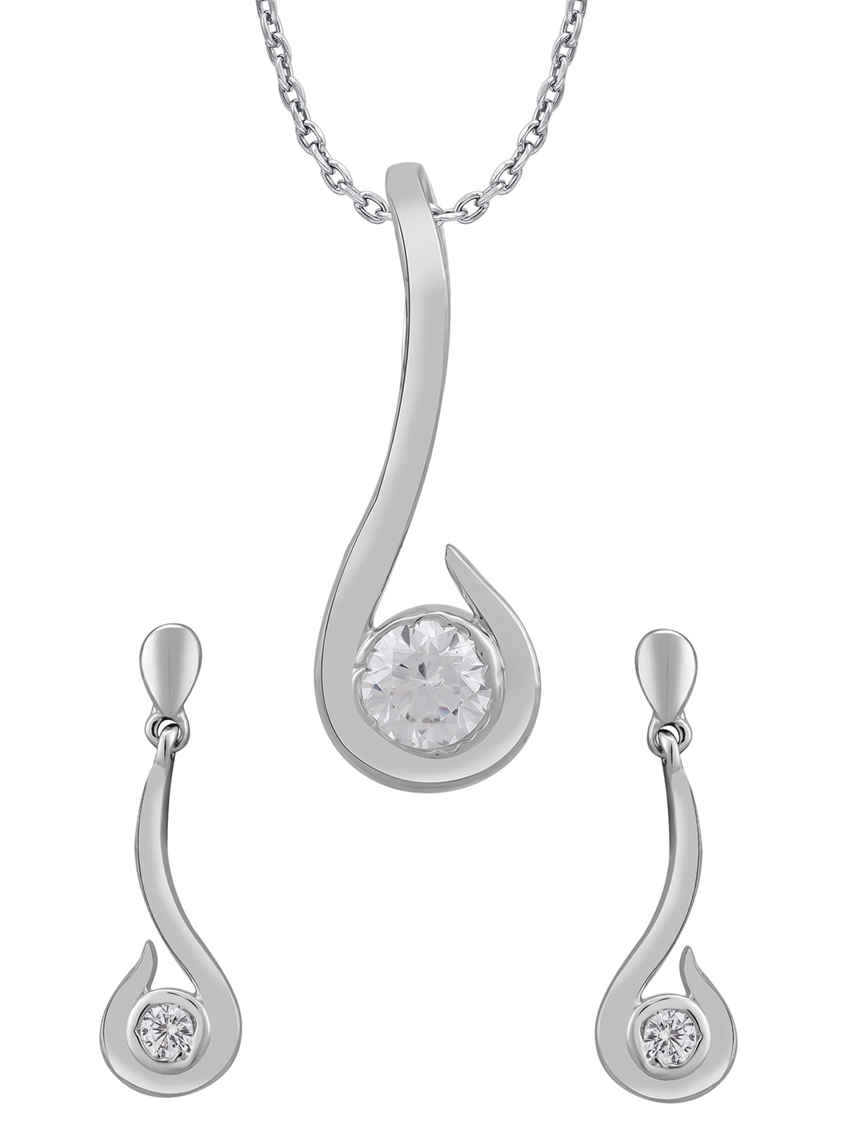 Pissara by Sukkhi Fancy 925 Sterling Silver Cubic Zirconia Pendant Set For Women And Girls|with Authenticity Certificate, 925 Stamp & 6 Months Warranty PS104640