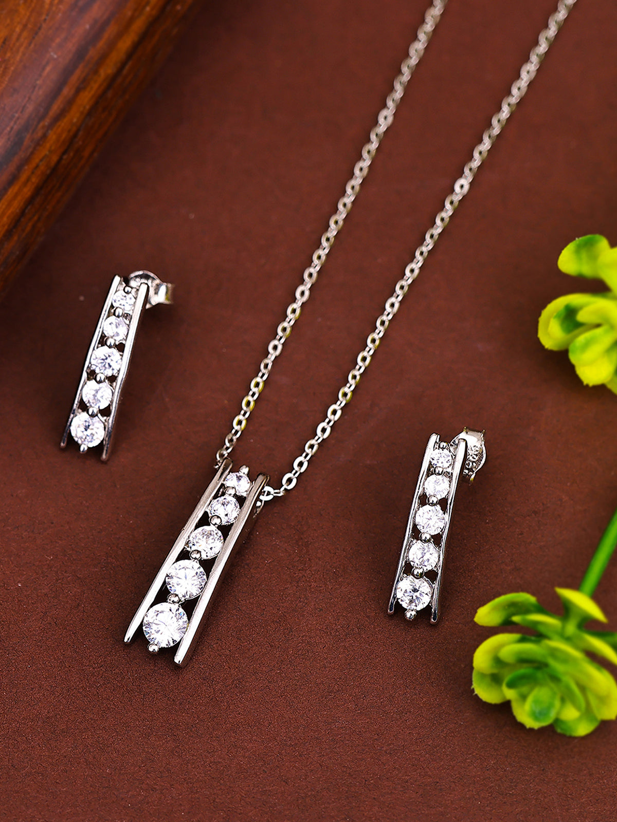 Pissara by Sukkhi Fashionable 925 Sterling Silver Cubic Zirconia Pendant Set For Women And Girls|with Authenticity Certificate, 925 Stamp & 6 Months Warranty PS104641