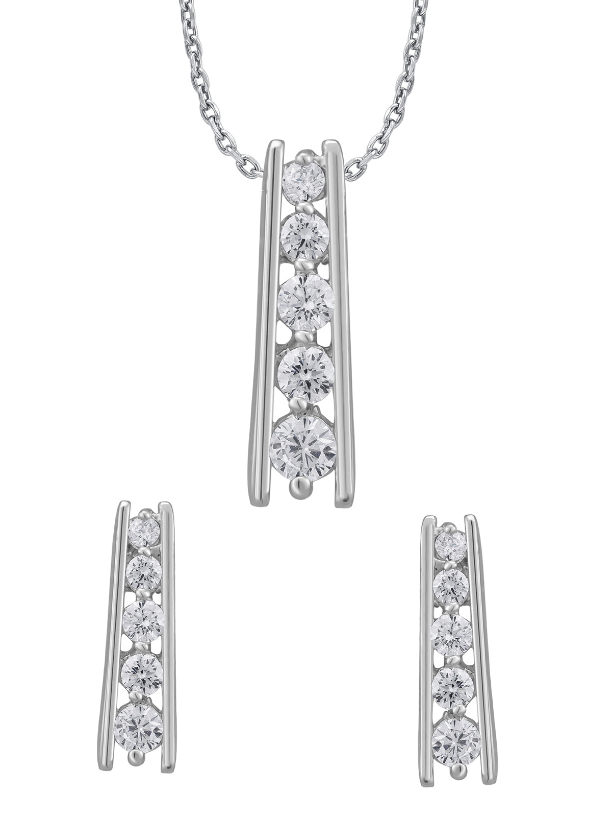 Pissara by Sukkhi Fashionable 925 Sterling Silver Cubic Zirconia Pendant Set For Women And Girls|with Authenticity Certificate, 925 Stamp & 6 Months Warranty PS104641