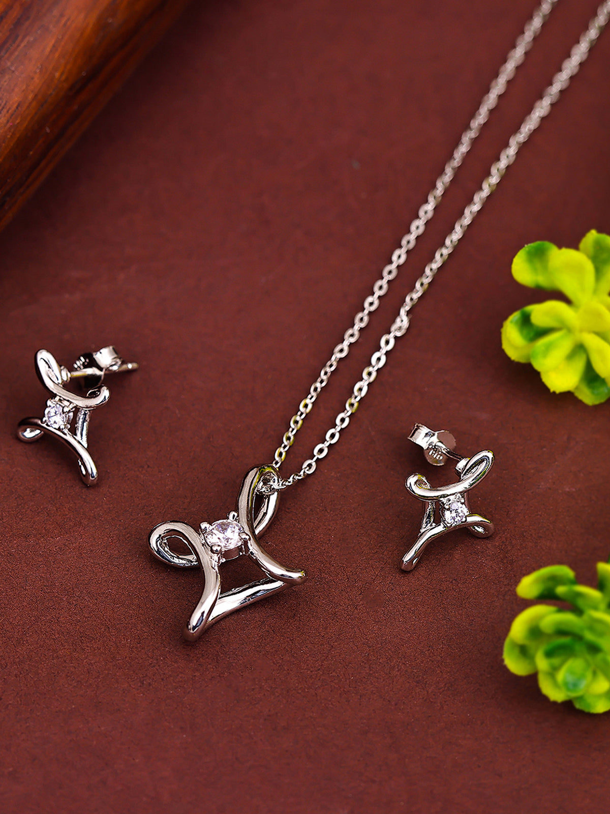 Pissara by Sukkhi Gleaming 925 Sterling Silver Cubic Zirconia Pendant Set For Women And Girls|with Authenticity Certificate, 925 Stamp & 6 Months Warranty PS104642