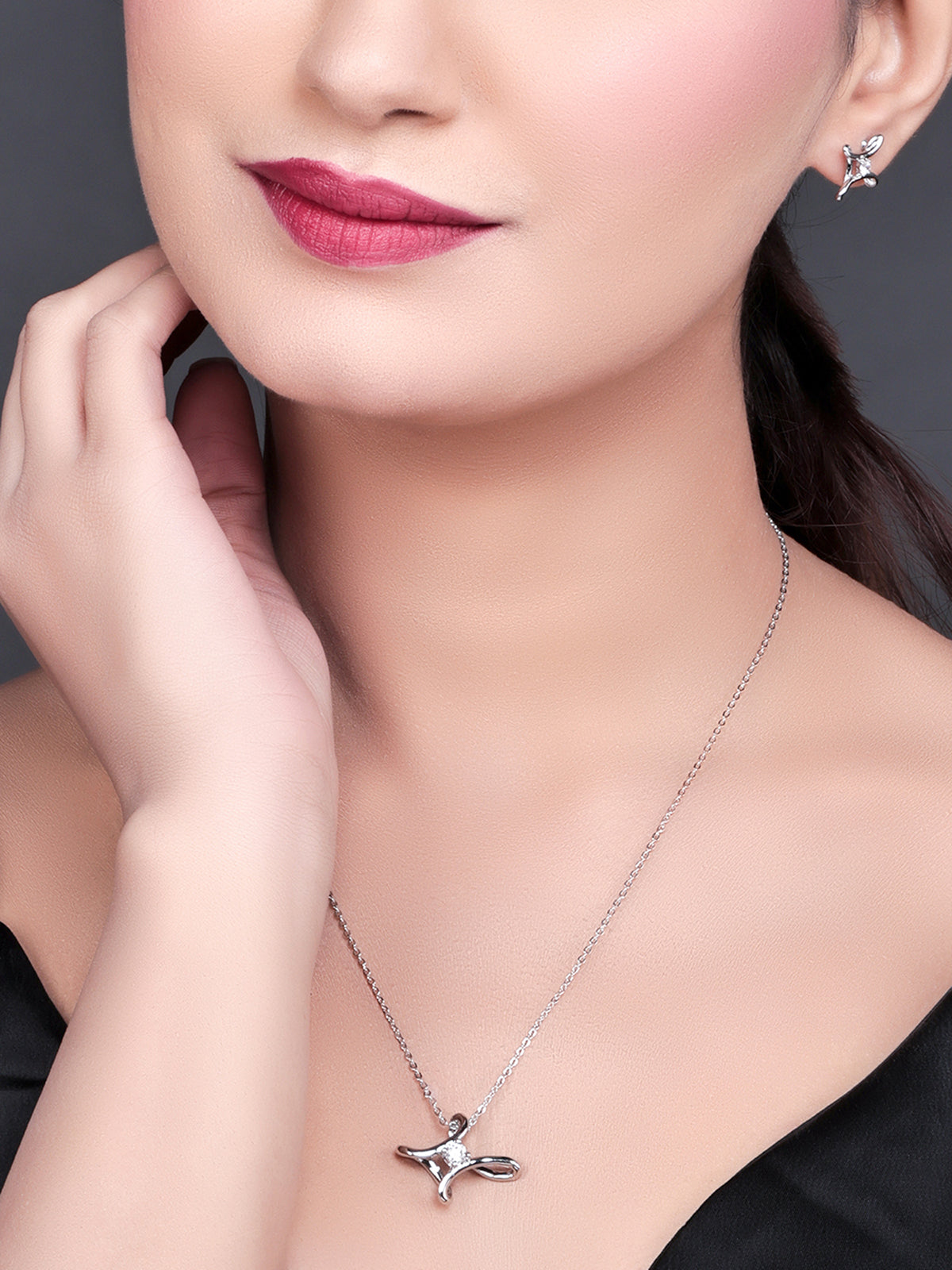 Pissara by Sukkhi Gleaming 925 Sterling Silver Cubic Zirconia Pendant Set For Women And Girls|with Authenticity Certificate, 925 Stamp & 6 Months Warranty PS104642