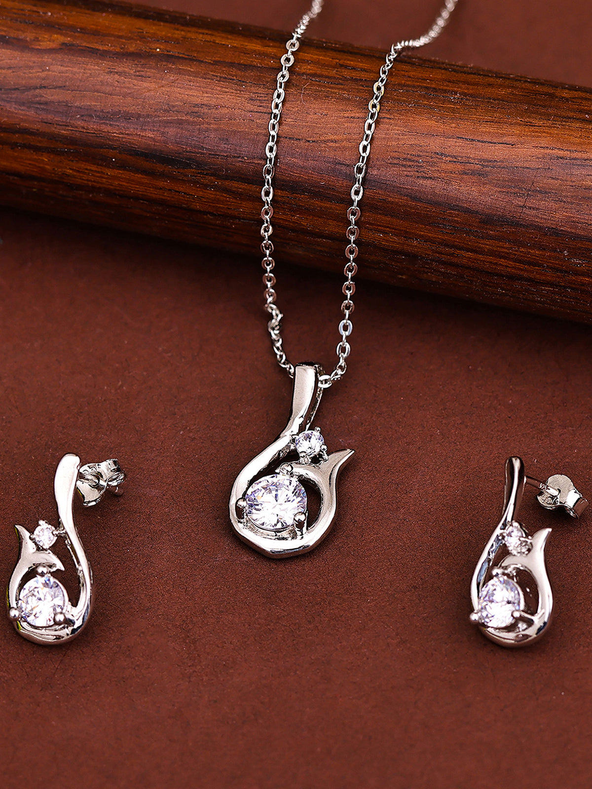 Pissara by Sukkhi Lovely 925 Sterling Silver Cubic Zirconia Pendant Set For Women And Girls|with Authenticity Certificate, 925 Stamp & 6 Months Warranty PS104644