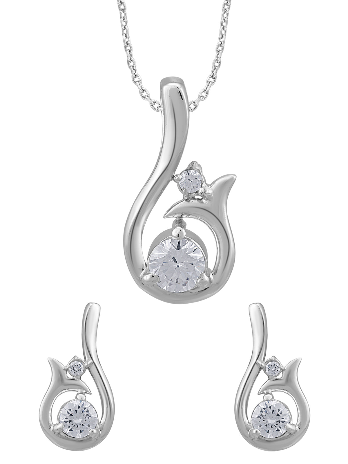 Pissara by Sukkhi Lovely 925 Sterling Silver Cubic Zirconia Pendant Set For Women And Girls|with Authenticity Certificate, 925 Stamp & 6 Months Warranty PS104644