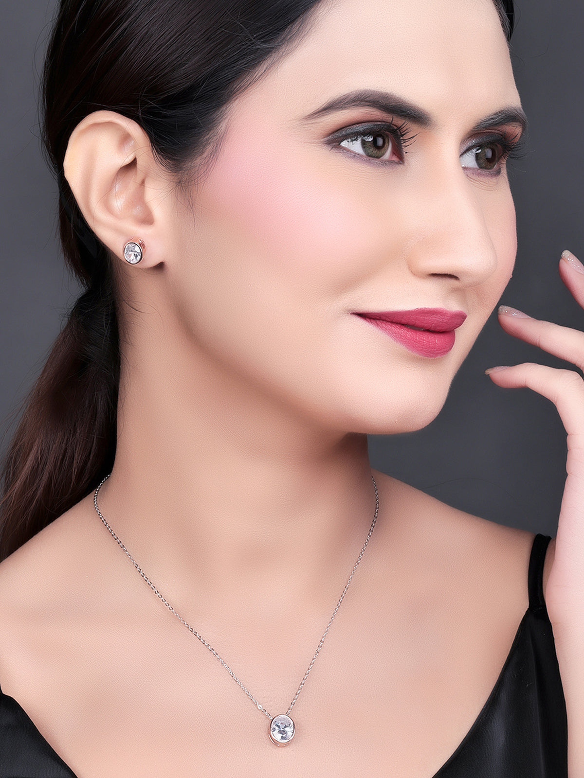 Pissara by Sukkhi Amazing 925 Sterling Silver Cubic Zirconia Pendant Set For Women And Girls|with Authenticity Certificate, 925 Stamp & 6 Months Warranty PS104646