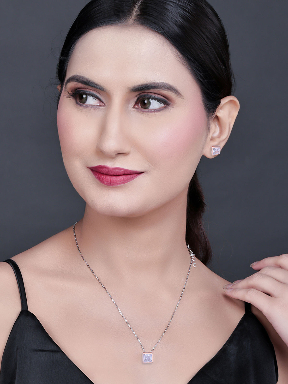 Pissara by Sukkhi Delicate 925 Sterling Silver Cubic Zirconia Pendant Set For Women And Girls|with Authenticity Certificate, 925 Stamp & 6 Months Warranty PS104647