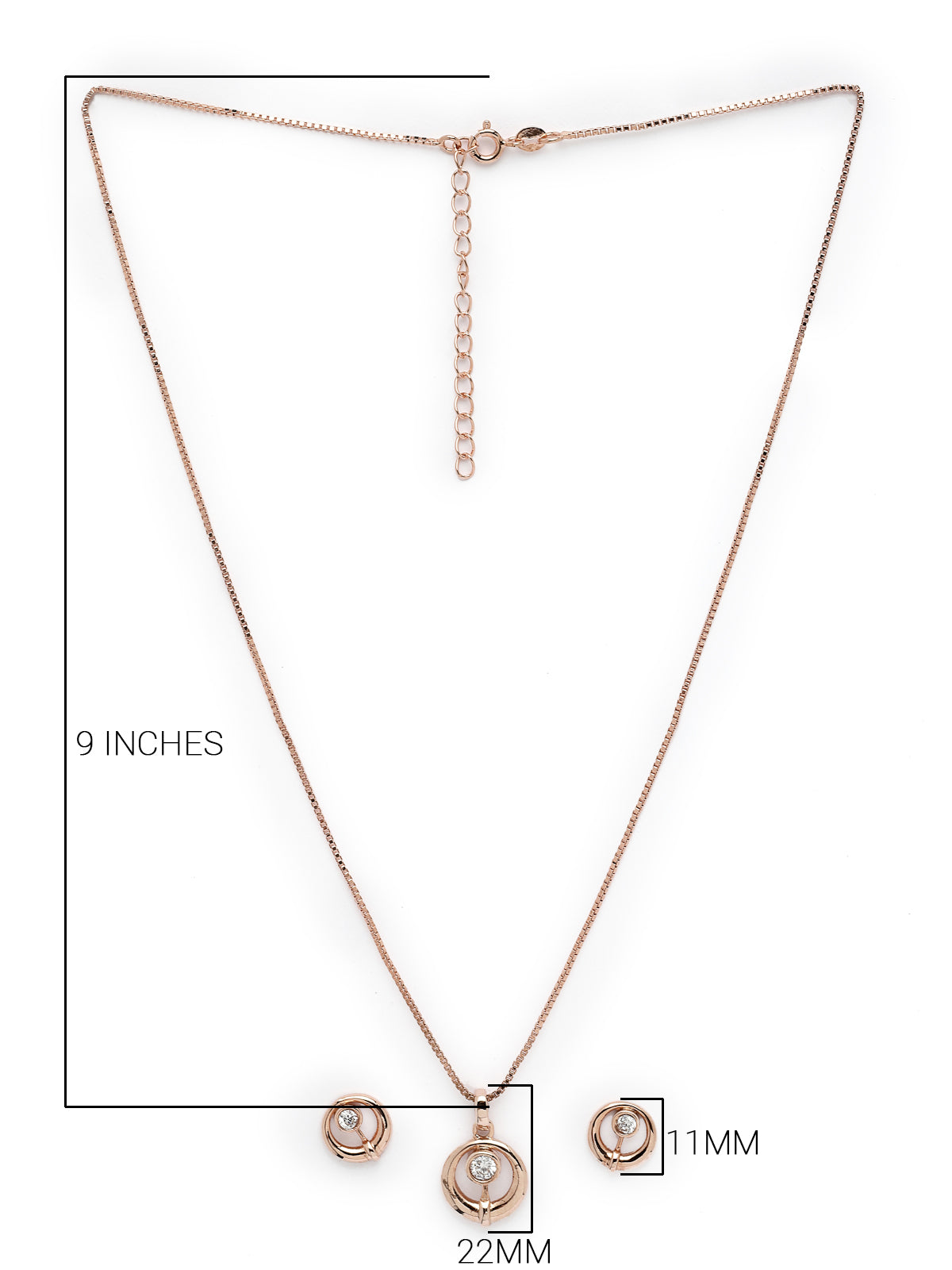 Pissara by Sukkhi Lavish 925 Sterling Silver Round Shaped Rose Gold Plated Cubic Zirconia Pendant Set For Women & Girls|with Authenticity Certificate, 925 Stamp & 6 Months Warranty PS105215