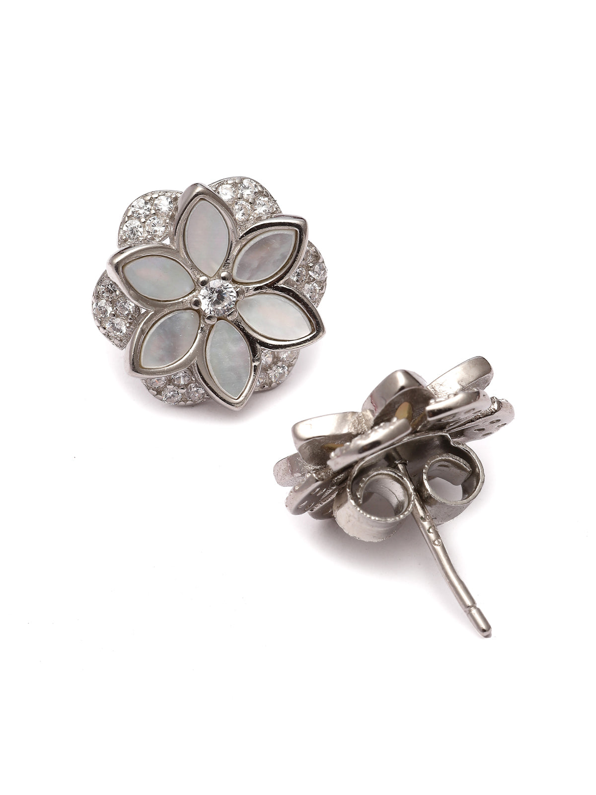 Pissara by Sukkhi Attractive 925 Sterling Silver Floral Shaped Cubic Zirconia Pendant Set For Women & Girls|with Authenticity Certificate, 925 Stamp & 6 Months Warranty PS105216