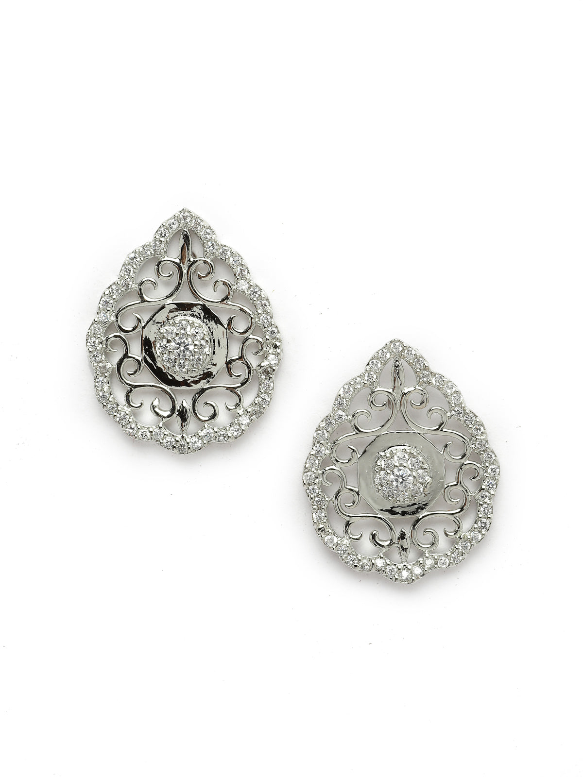 Pissara by Sukkhi Magnificent 925 Sterling Silver Filigree Shaped Cubic Zirconia Pendant Set For Women & Girls|with Authenticity Certificate, 925 Stamp & 6 Months Warranty PS105219